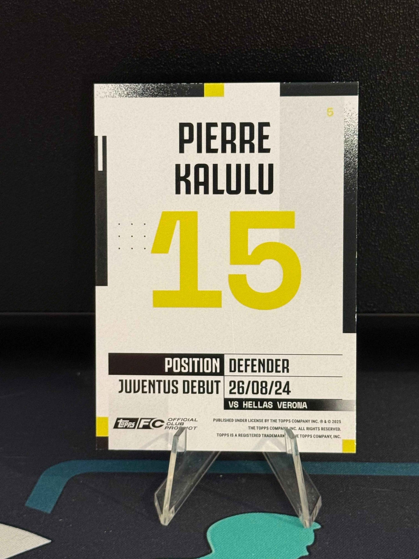 2024/2025 Topps Juventus Team Set Pierre Kalulu Yellow Parallel /50
