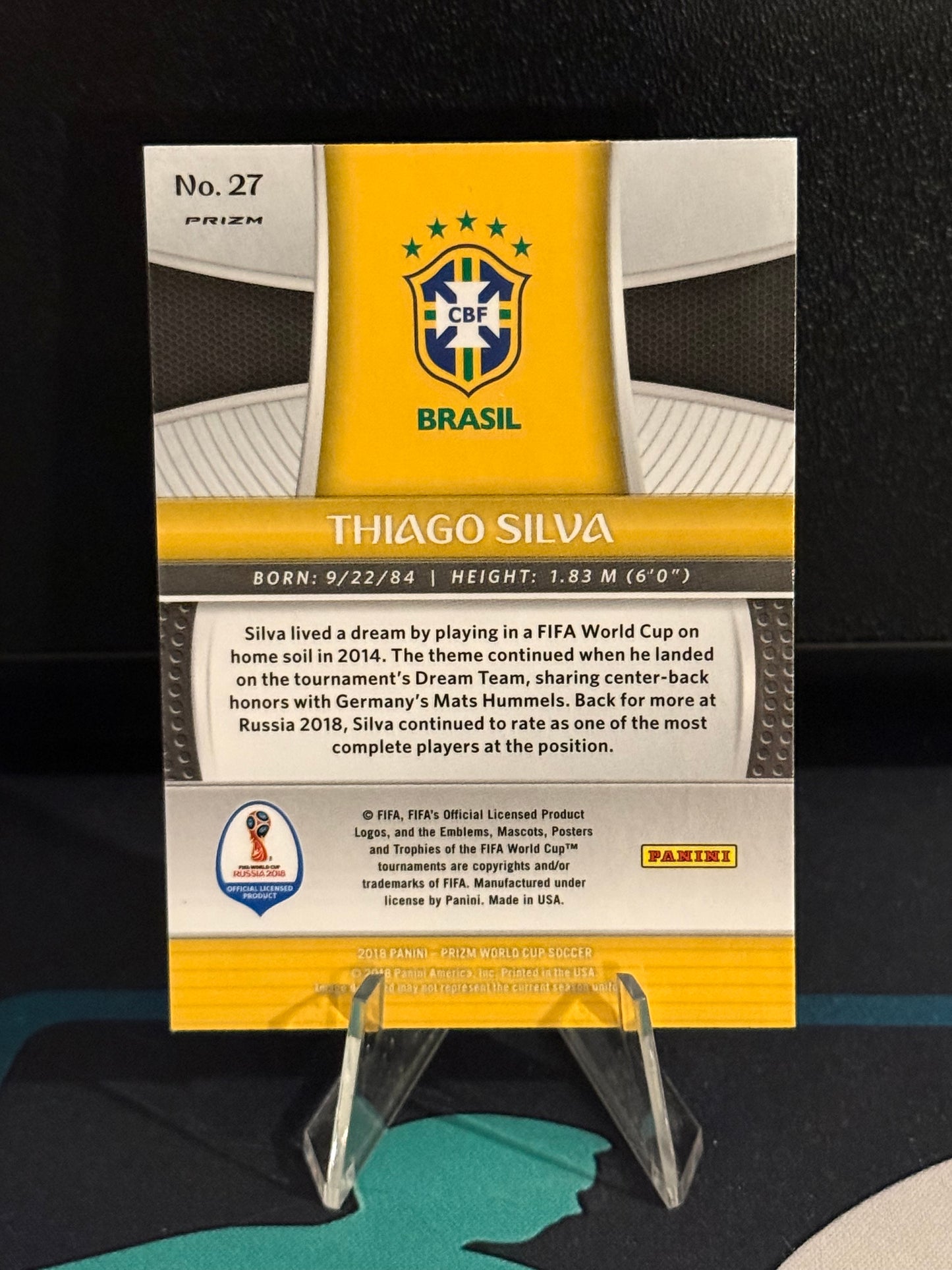 2018 Panini Prizm World Cup Thiago Silva Silver Parallel
