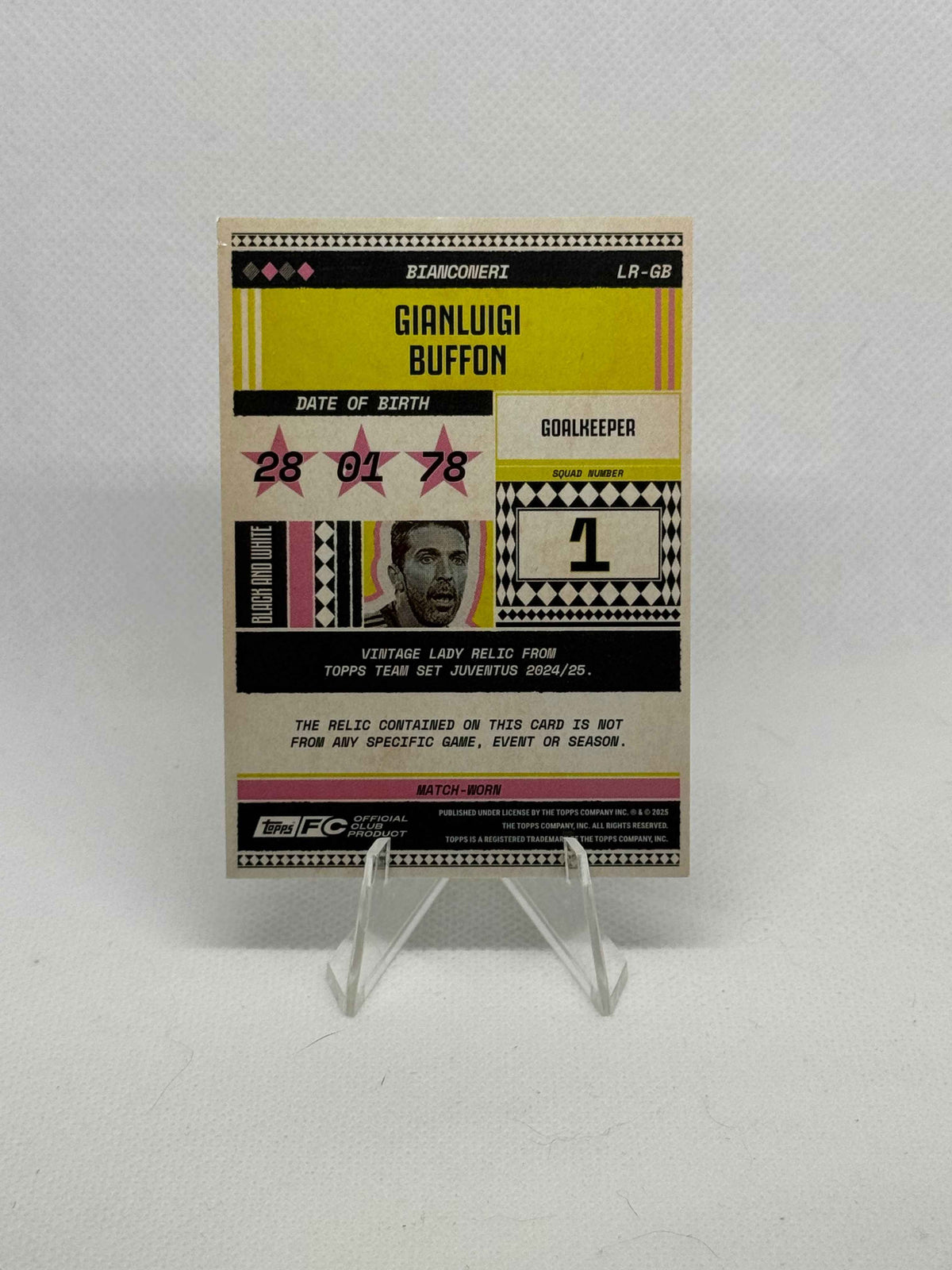 2024/2025 Topps Juventus Team Set Gianluigi Buffon Patch Pink Parallel /99