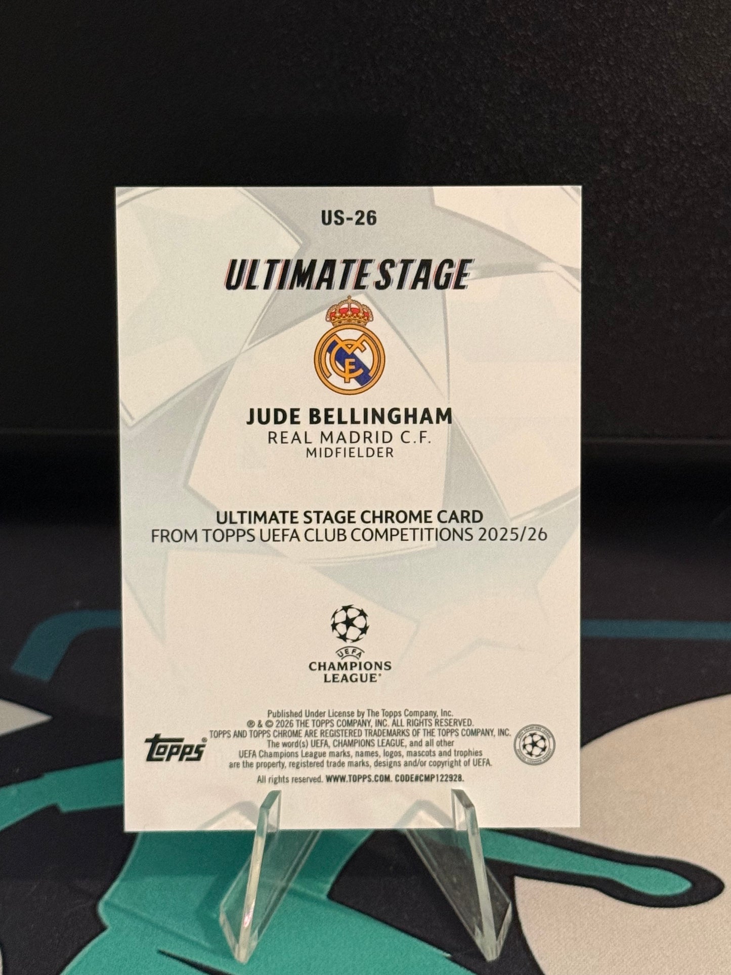 2025/2026 Topps Flagship UCC Jude Bellingham Ultimate Stage Chrome Blue Parallel /150