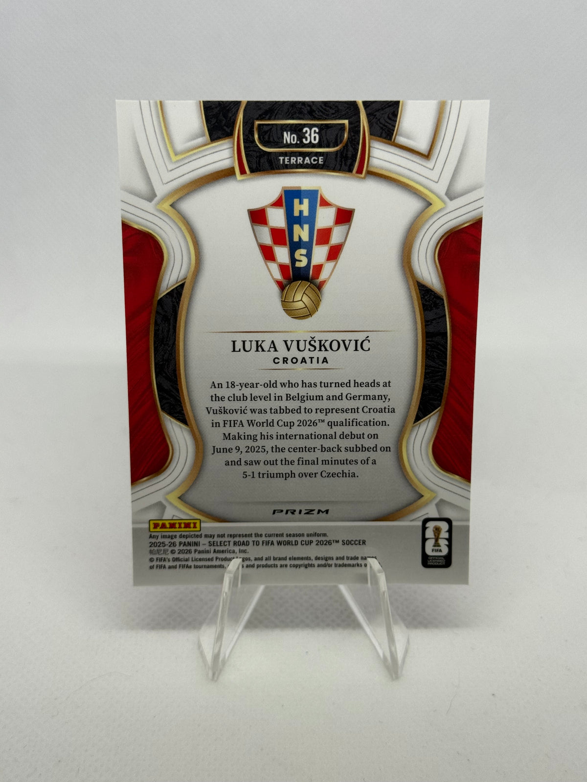 2025/2026 Panini Select Road to FIFA World Cup Luka Vuskovic RC Pink Ice