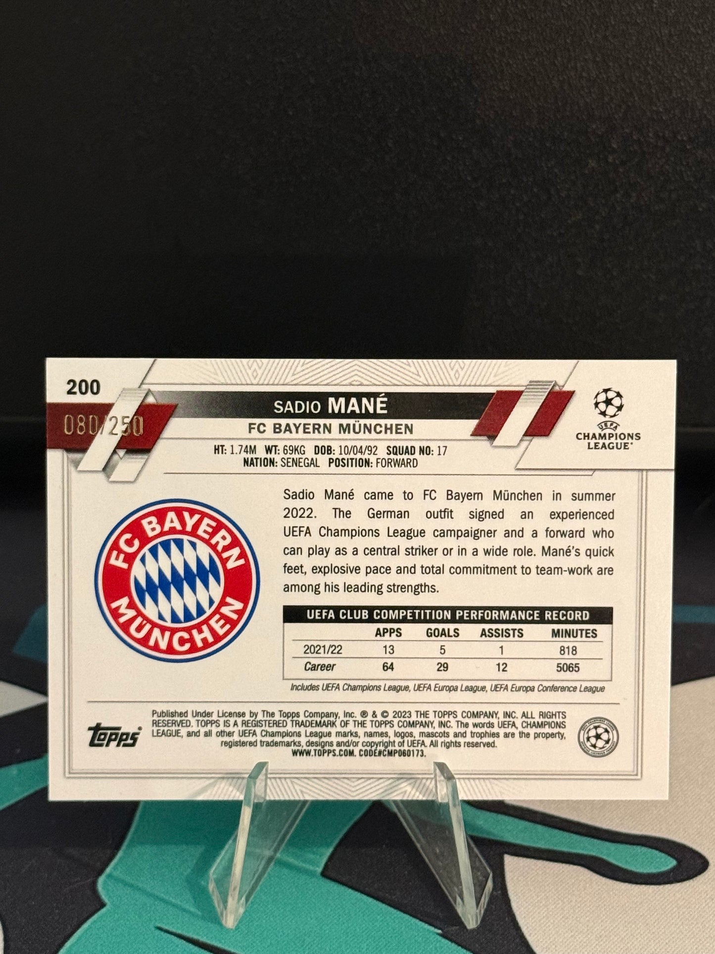 2022/2023 Topps Chrome UCC Sadio Mane Pink X-Fractor Parallel /250