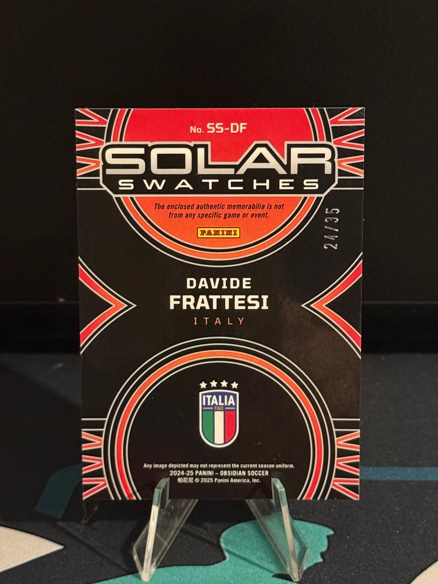 2024/2025 Panini Obsidian Davide Frattesi Patch Electric Etch Red Flood Parallel /35