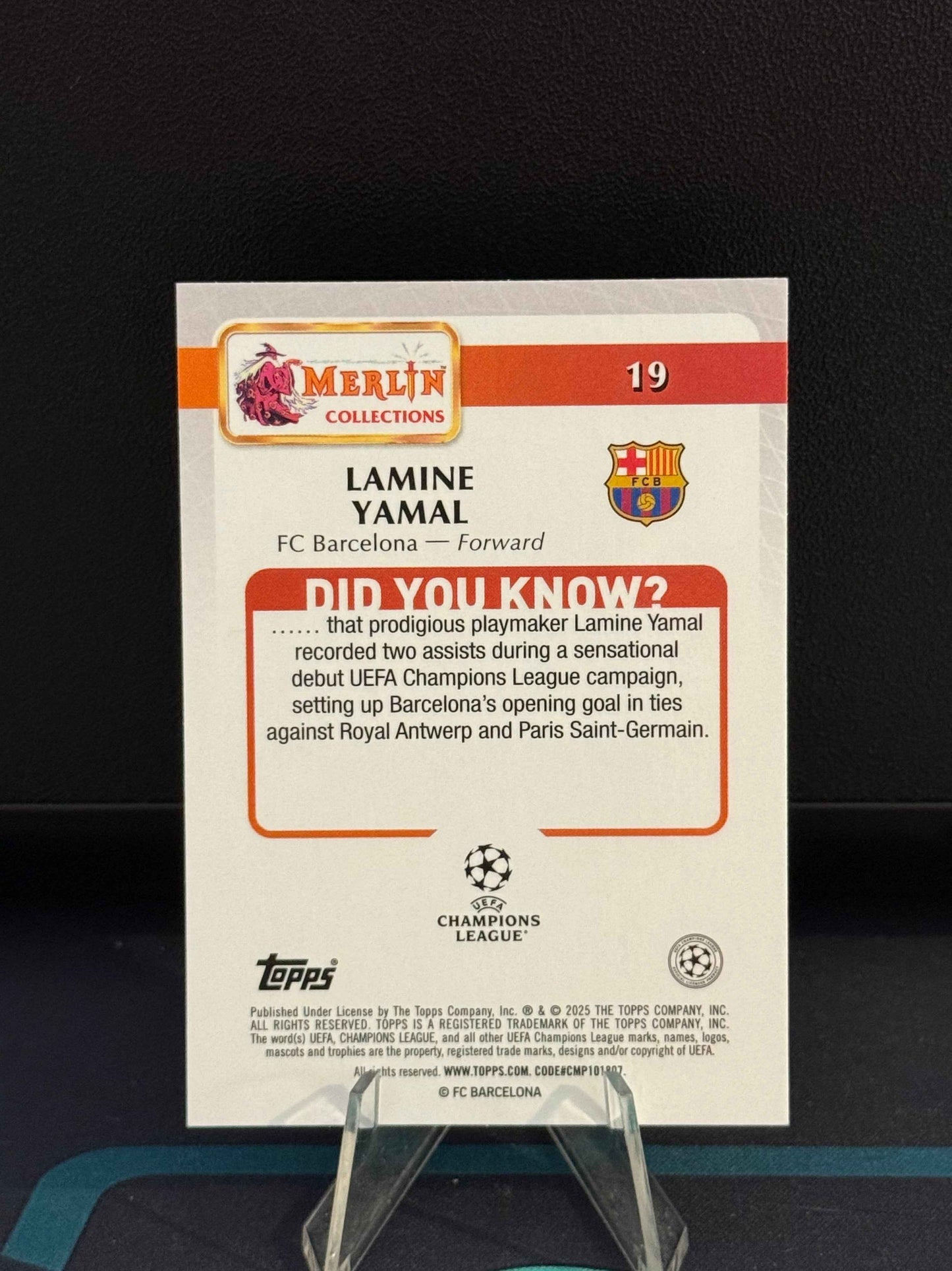 2024/2025 Topps Merlin UCC Lamine Yamal Magenta Parallel /125