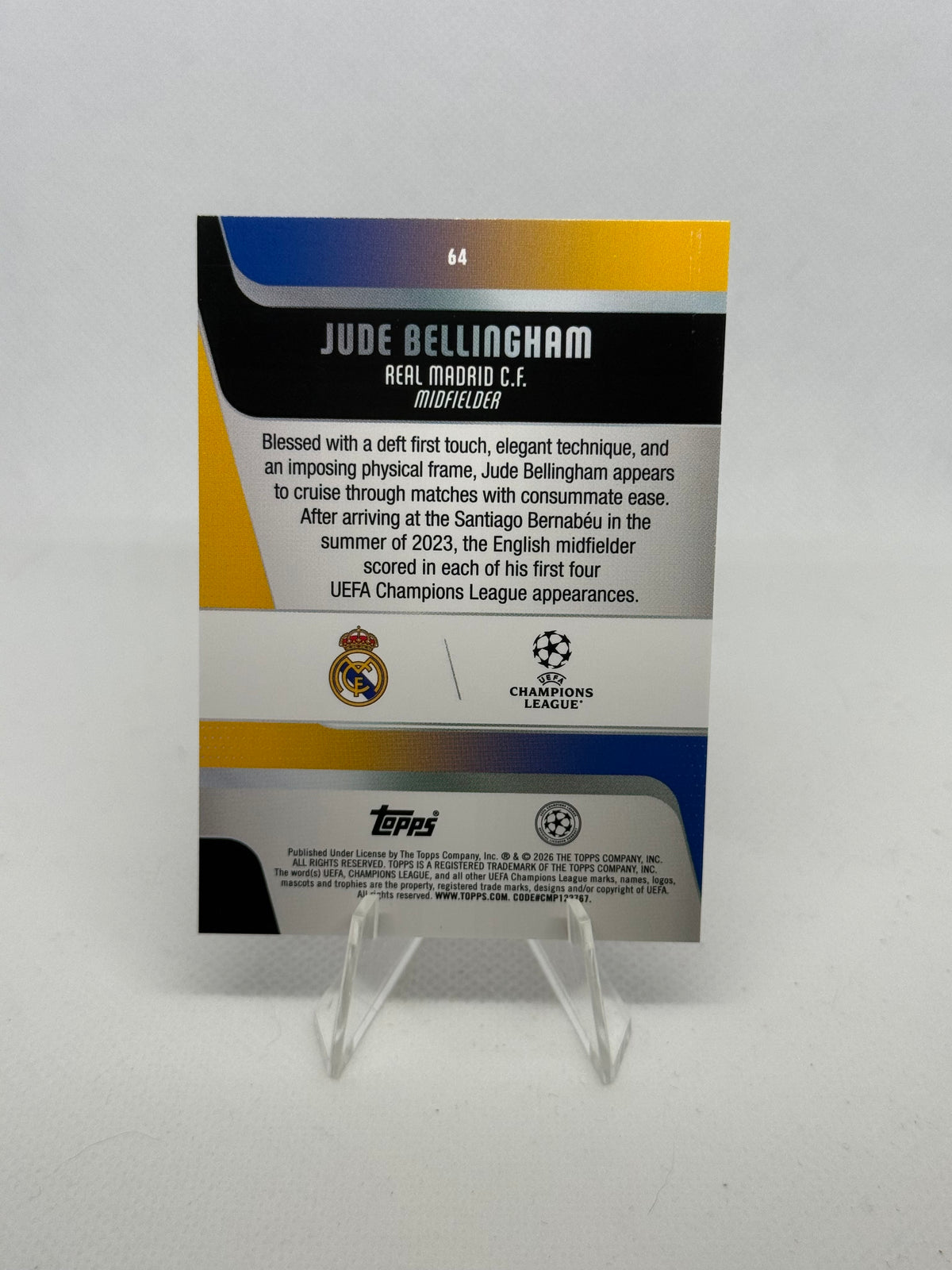 2022/2023 Topps Flagship UCC Jude Bellingham Pink Holo Parallel