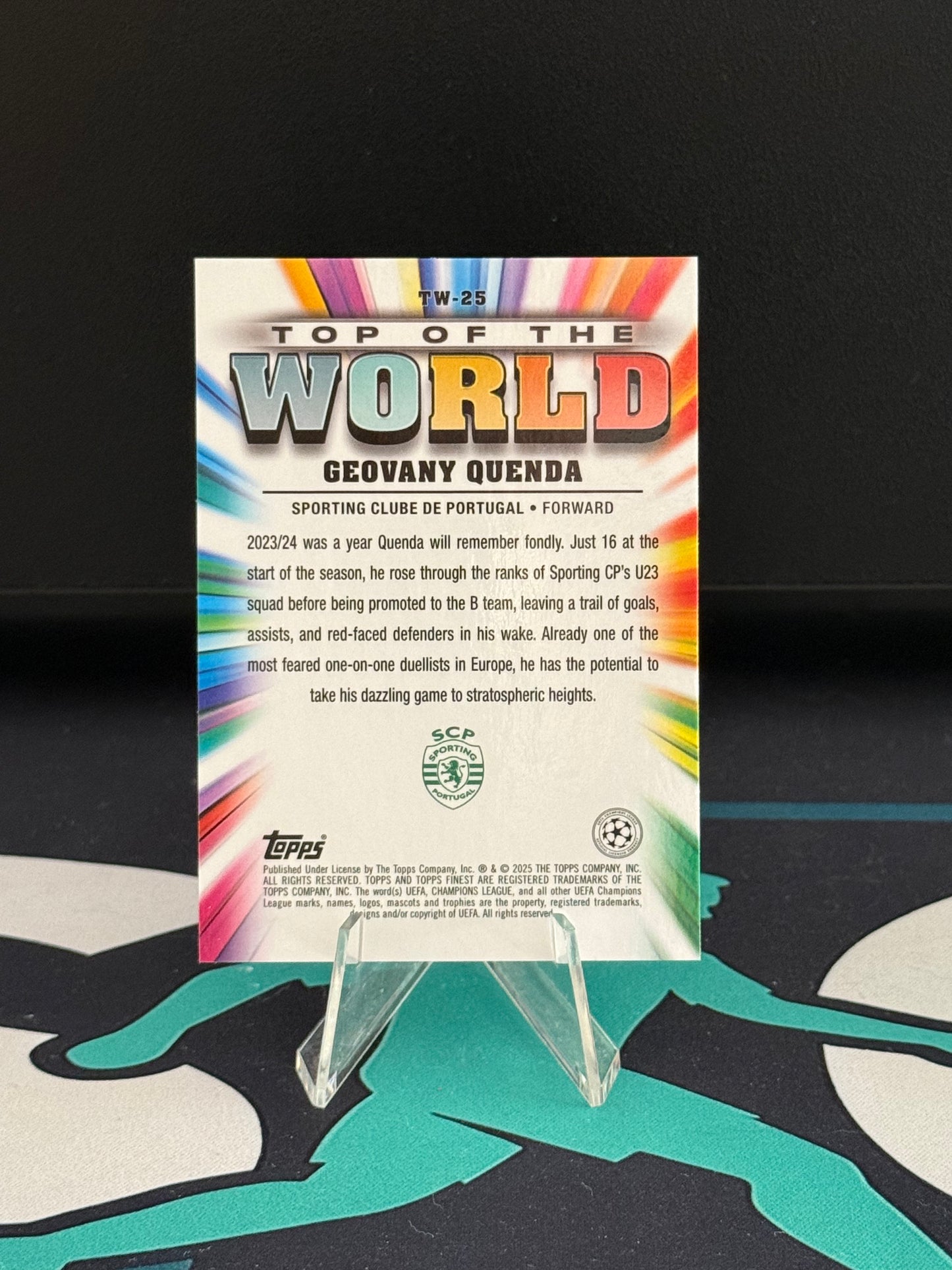 2024/2025 Topps Finest UCC Geovany Quenda RC Top of the World Green Parallel /99