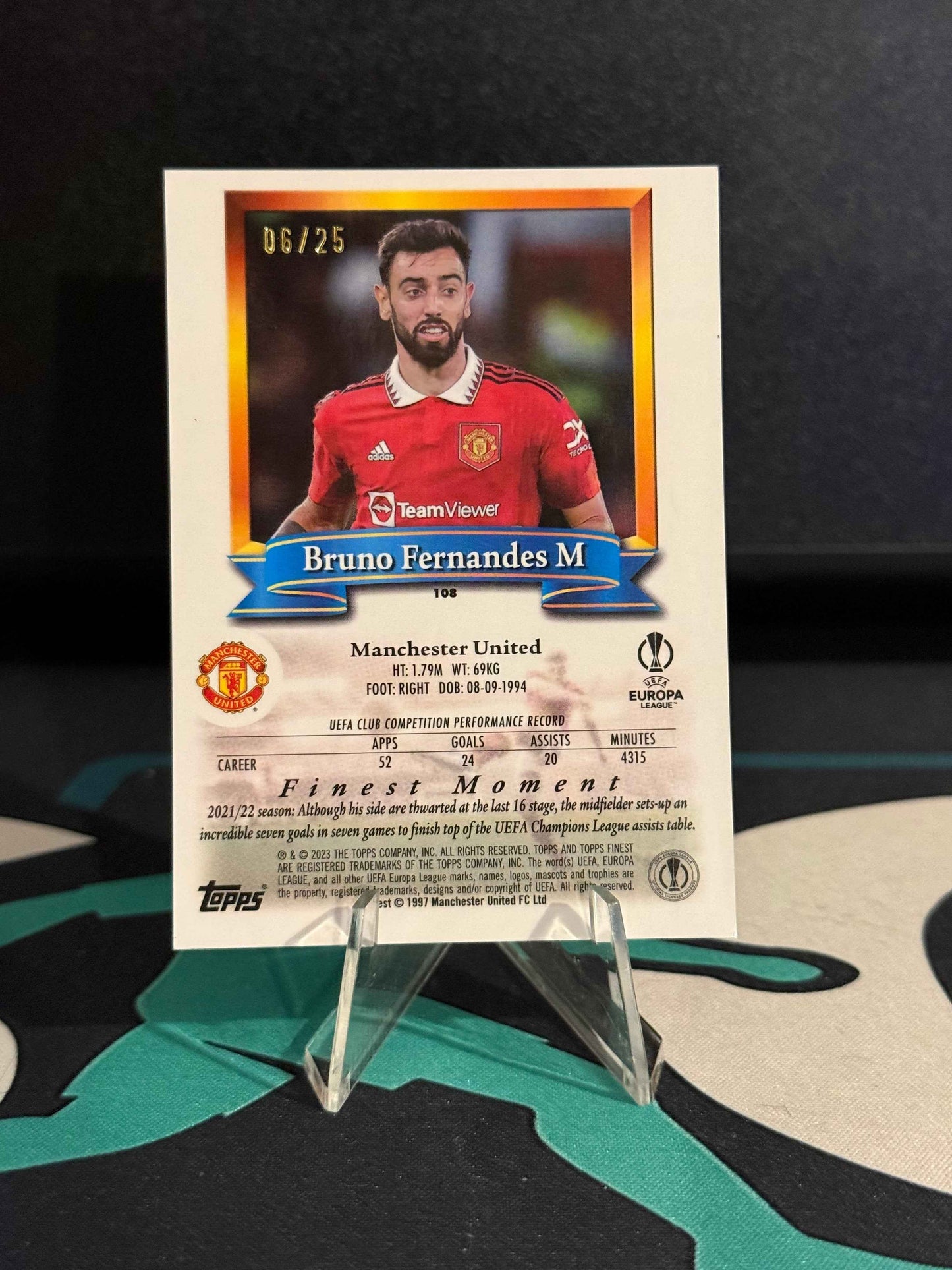 2021/2022 Topps Finest Flashbacks Bruno Fernandes Black Parallel /25