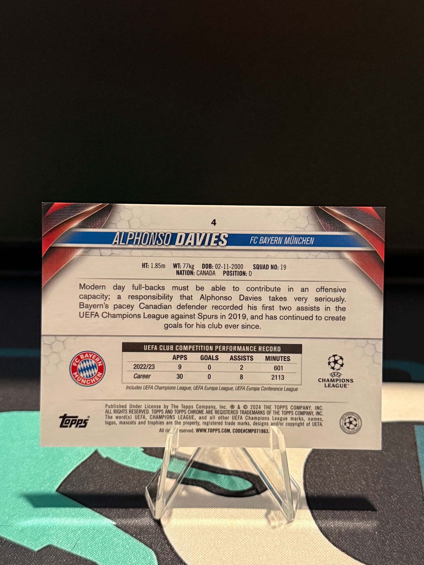 2023/2024 Topps Chrome UCC Alphonso Davies Hero Variation SP