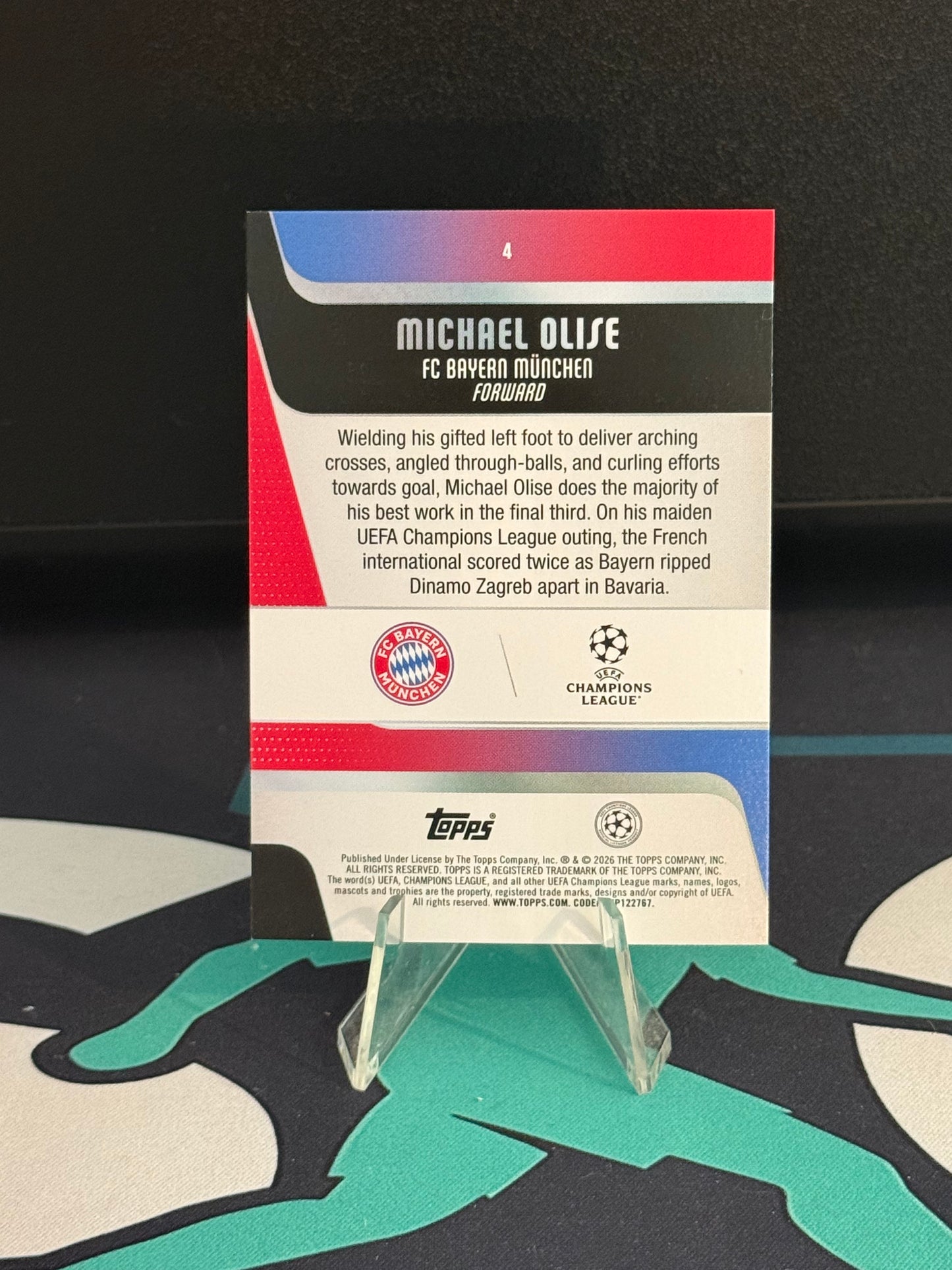 2023 Topps Flagship UCC Michael Olise Aqua Holo SP (1:500 Packs)