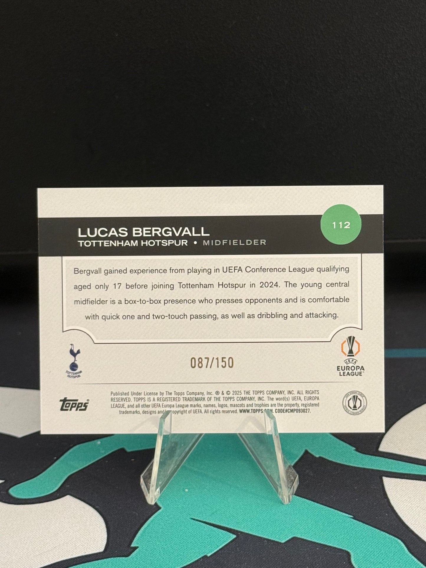 2024/2025 Topps Flagship UCC Lucas Bergvall RC Black & White Icy Parallel /150