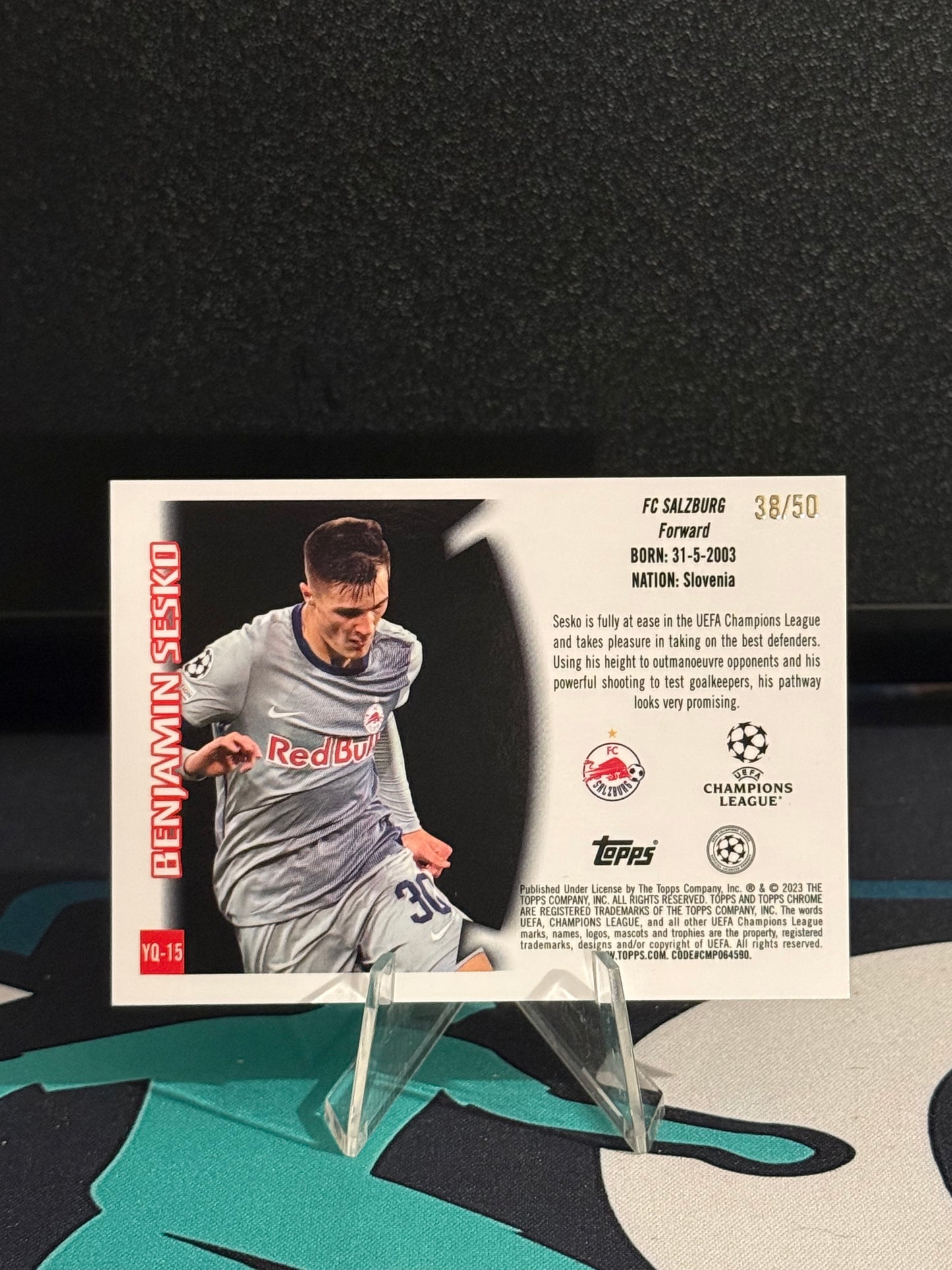 2022/2023 Topps Chrome UCC Benjamin Sesko Youthquake Gold Parallel /50