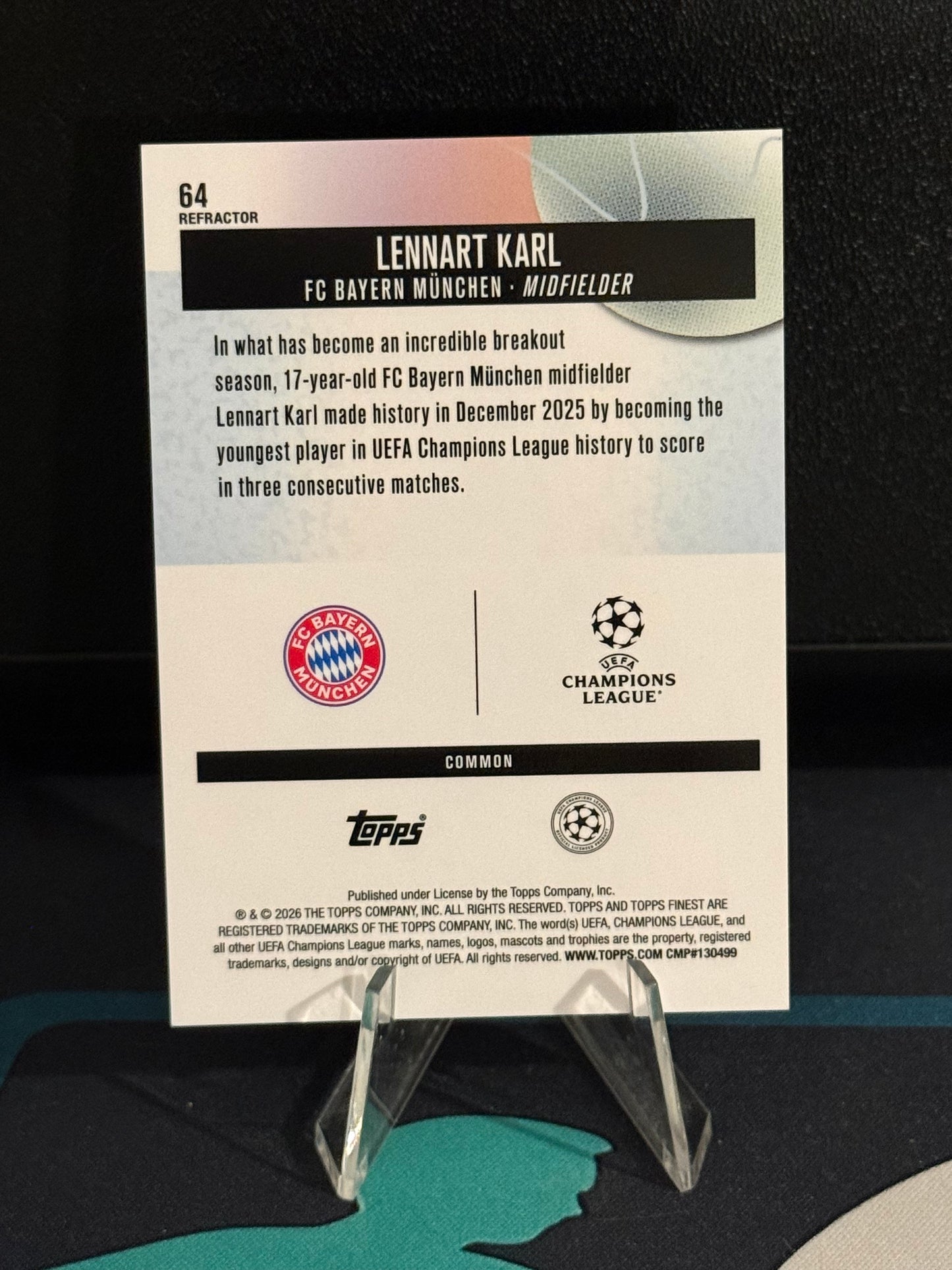 2025/2026 Topps Finest UCC Lennart Karl RC Refractor Parallel