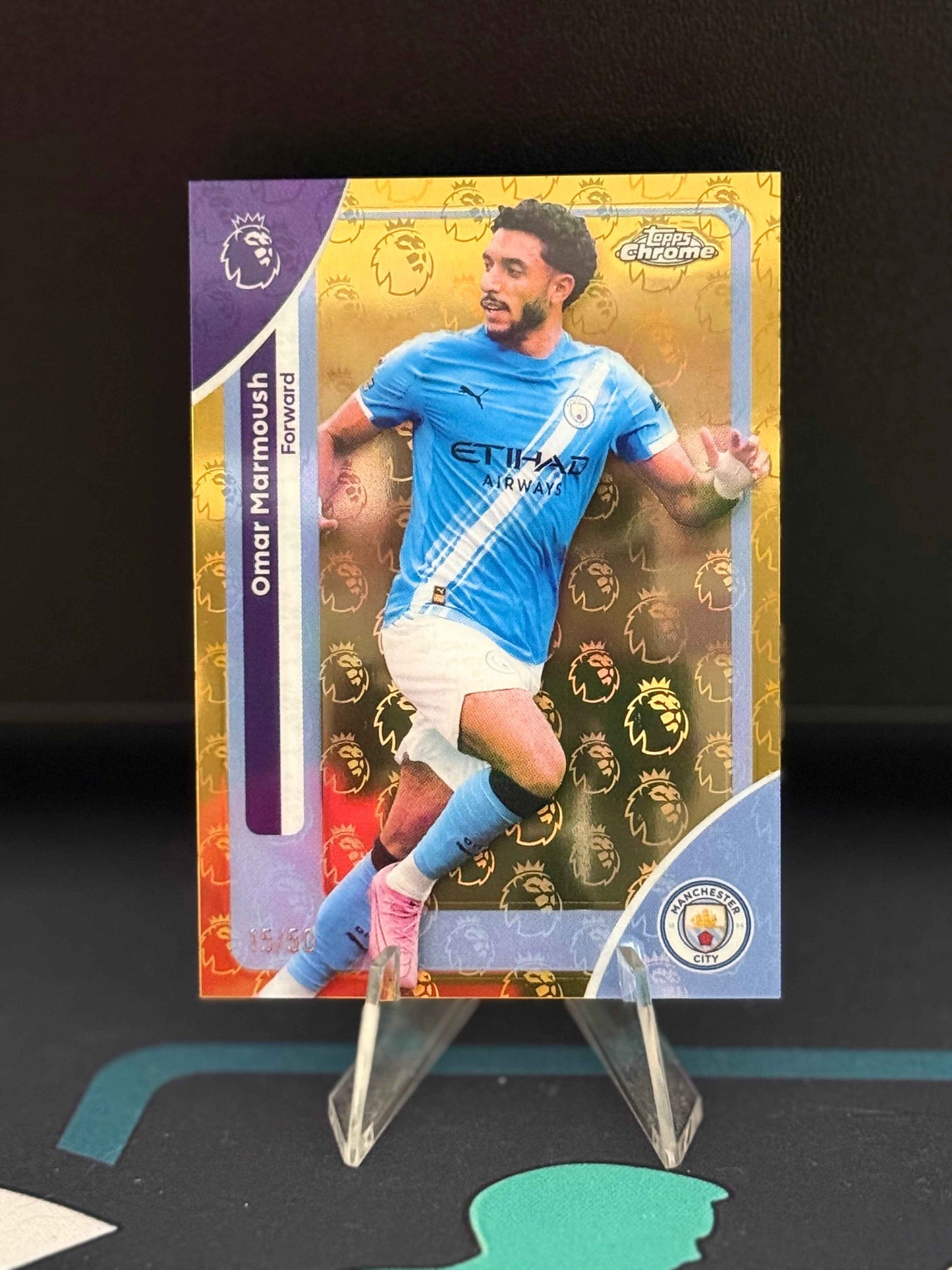 2025/2026 Topps Chrome Premier League Omar Marmoush Gold LogoFractor Parallel /50