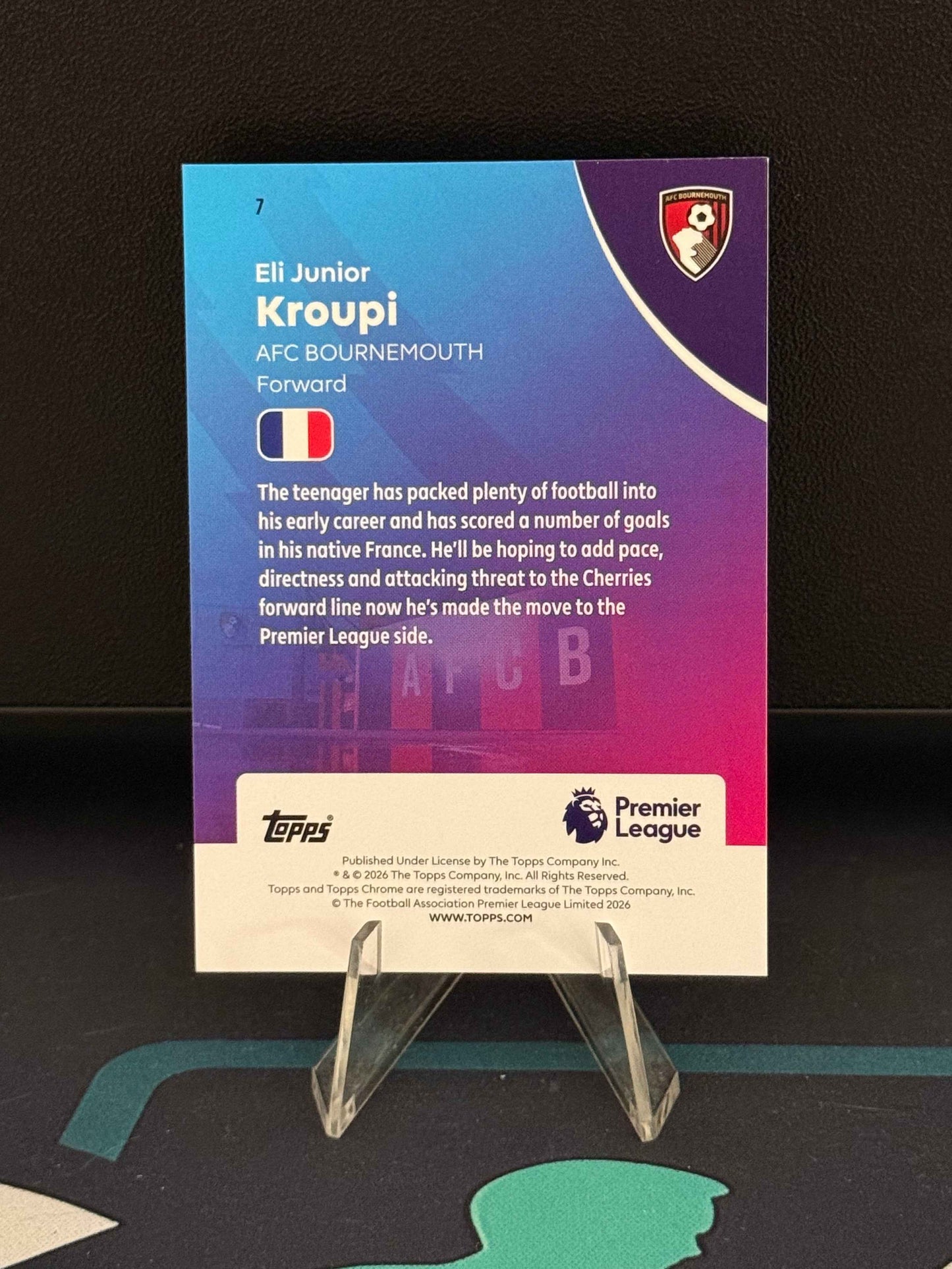 2025/2026 Topps Chrome Premier League Eli Junior Kroupi Pulsar Parallel