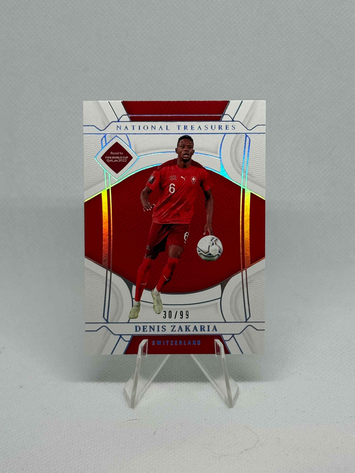 2022 Panini National Treasures Road to World Cup Qatar Denis Zakaria Silver Parallel /99