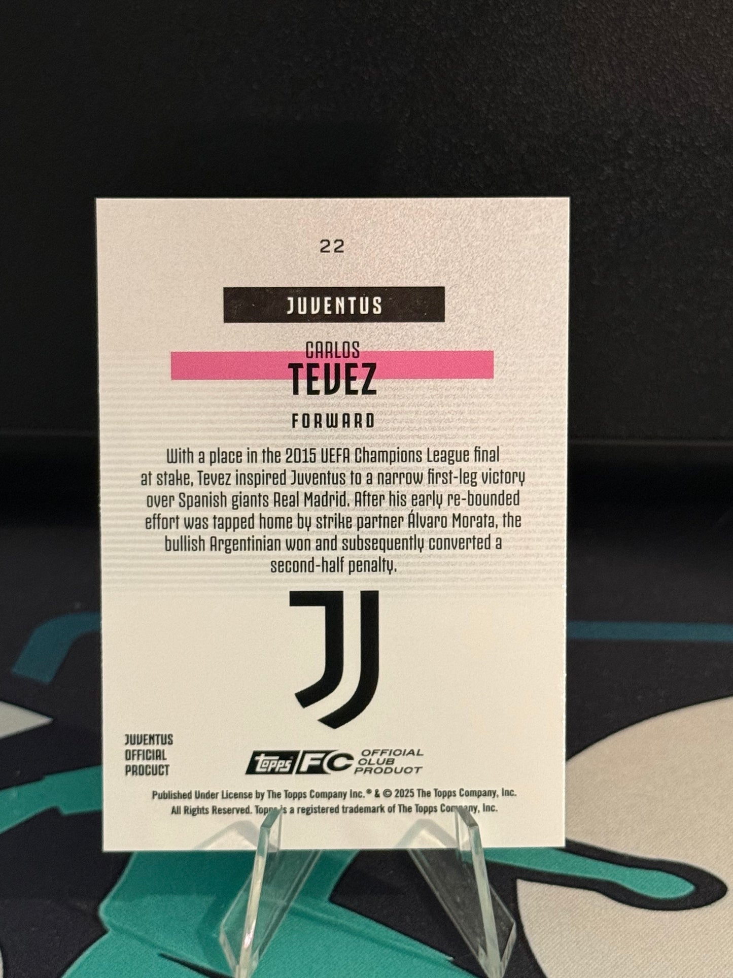 2025/2026 Topps Juventus Team Set Carlos Tevez Bona Fide Baller Gold Parallel /50