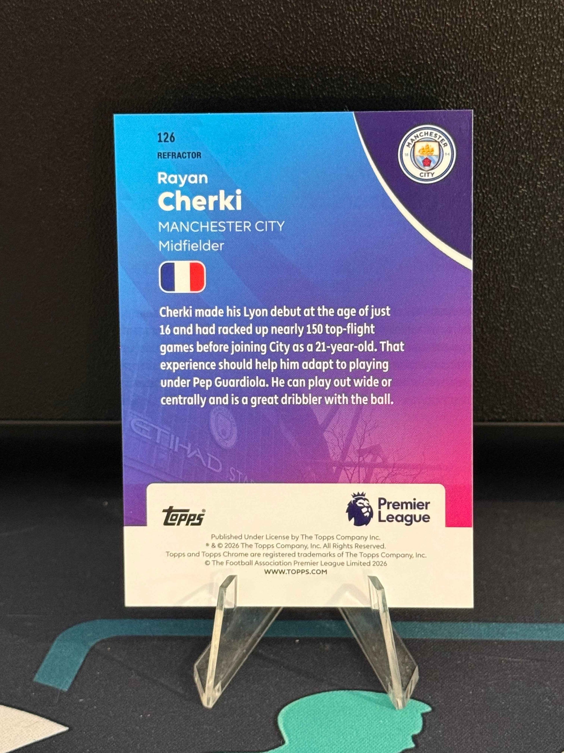 2025/2026 Topps Chrome Premier League Rayan Cherki Refractor Parallel