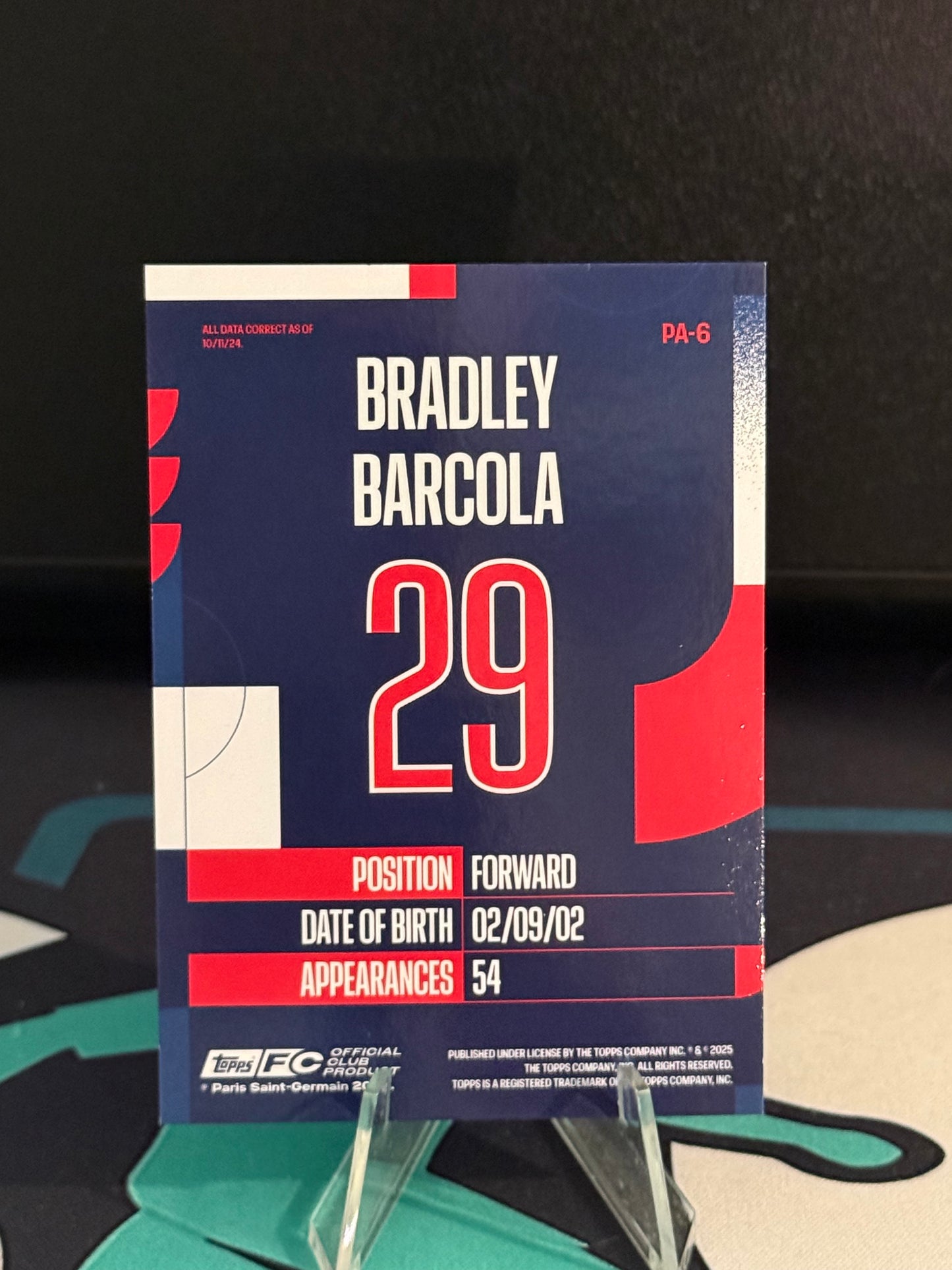 2024/2025 Topps PSG Team Set Bradley Barcola Pathway (Casehit)