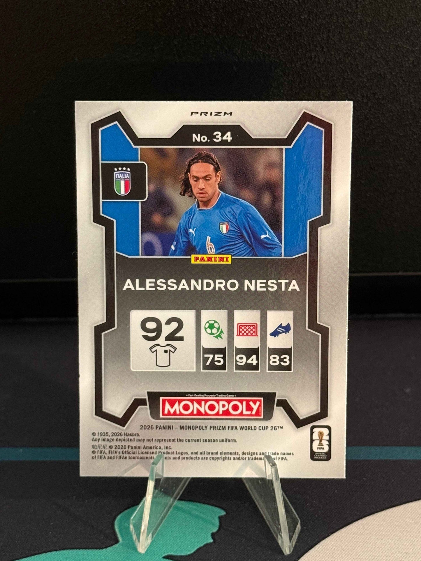 2026 Panini Monopoly Prizm FIFA World Cup Alessandro Nesta Silver Parallel