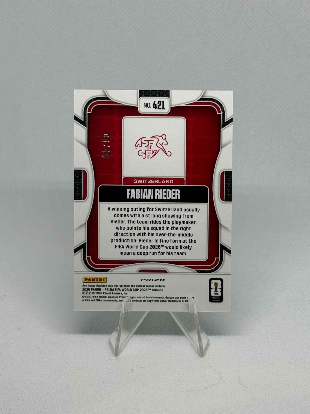 2026 Panini Prizm World Cup Fabian Rieder Preferred Blue Parallel /49