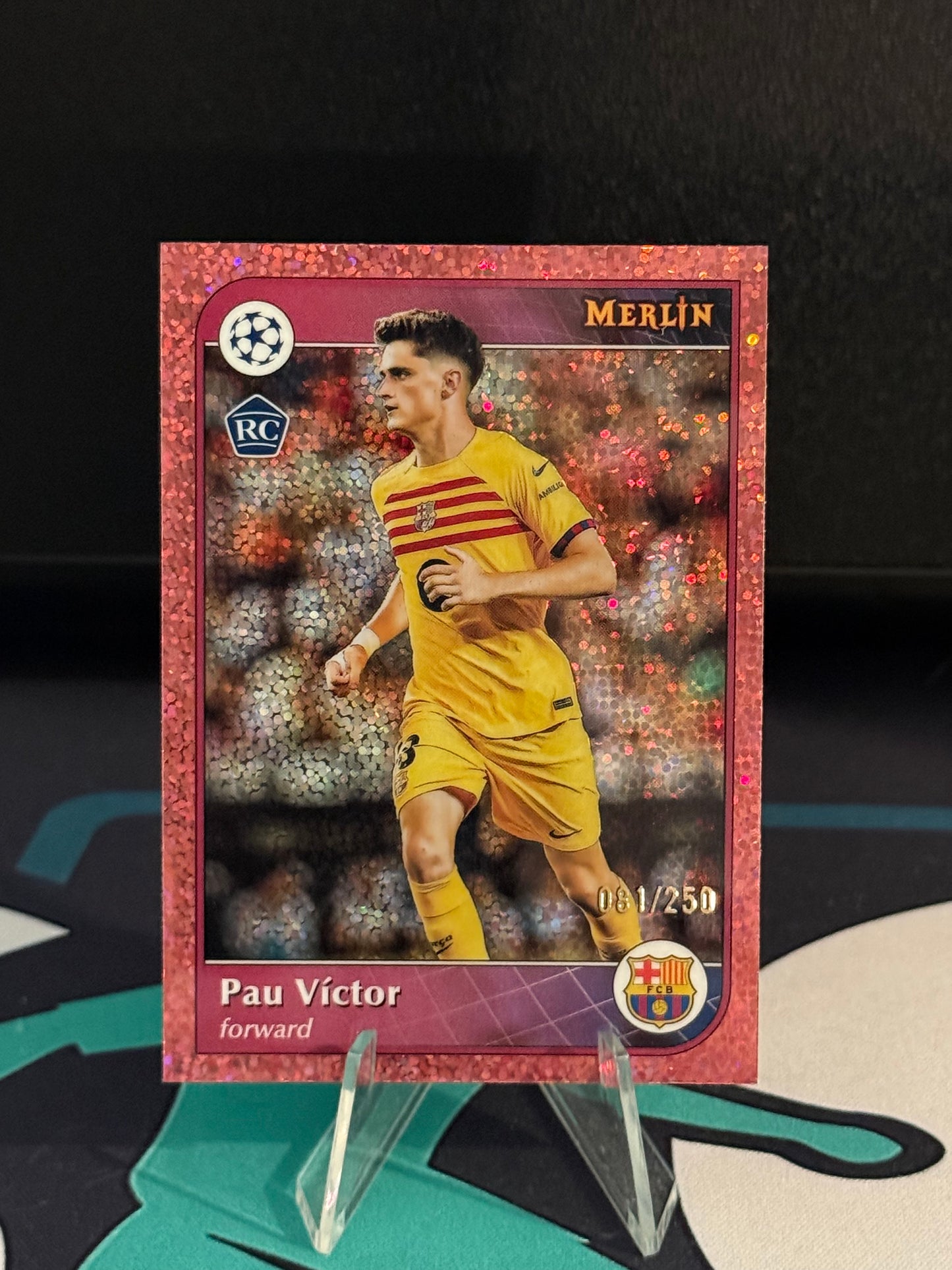 2024/2025 Topps Merlin UCC Pau Victor RC Rose Gold Speckle Parallel /250