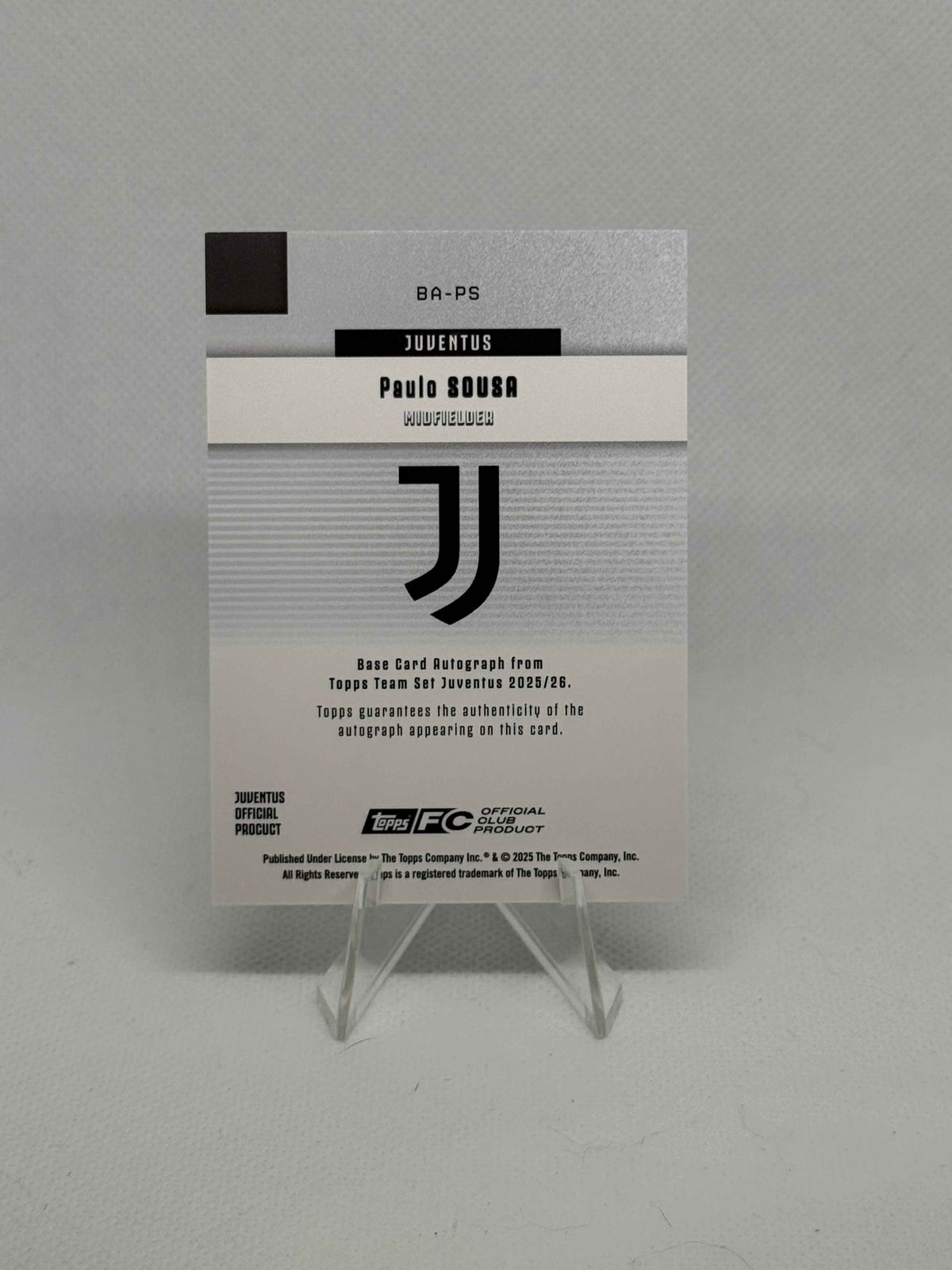 2025/2026 Topps Juventus Team Set Paulo Sousa Autograph Gold Parallel /50