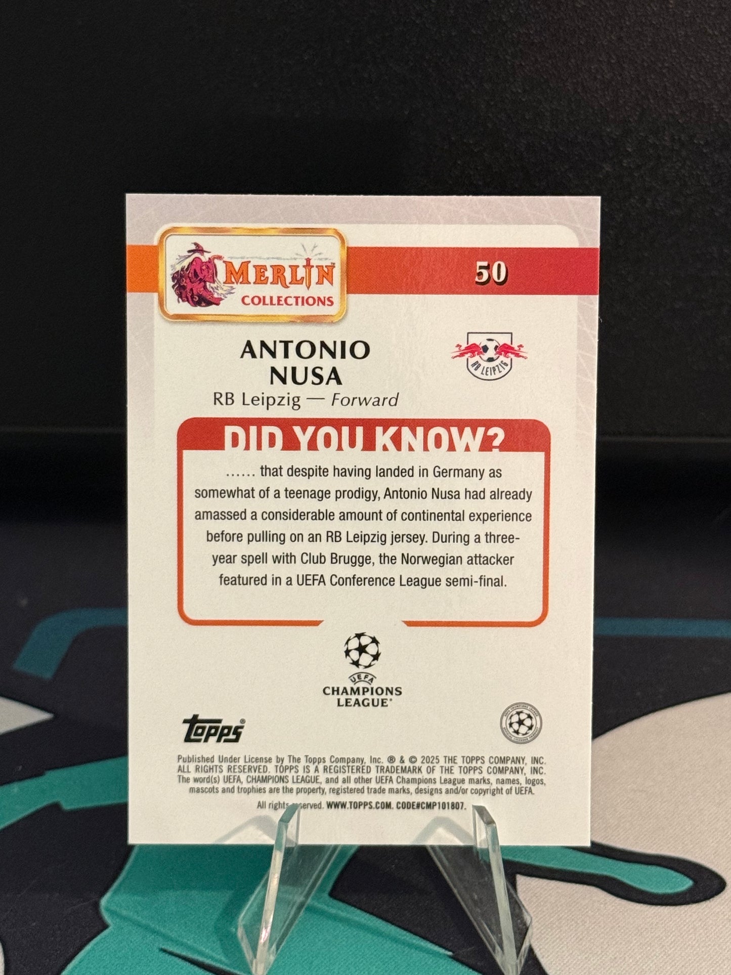 2024/2025 Topps Merlin UCC Antonio Nusa Rose Gold Parallel /250