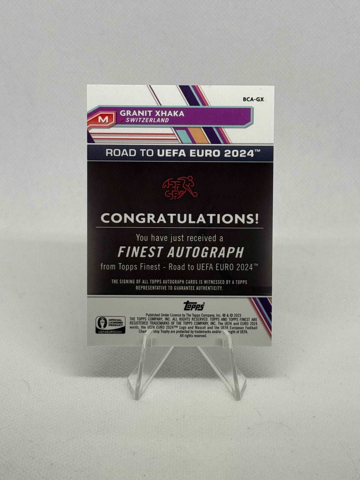 2023/2024 Topps Finest Road to UEFA EURO Granit Xhaka Autograph Refractor Parallel