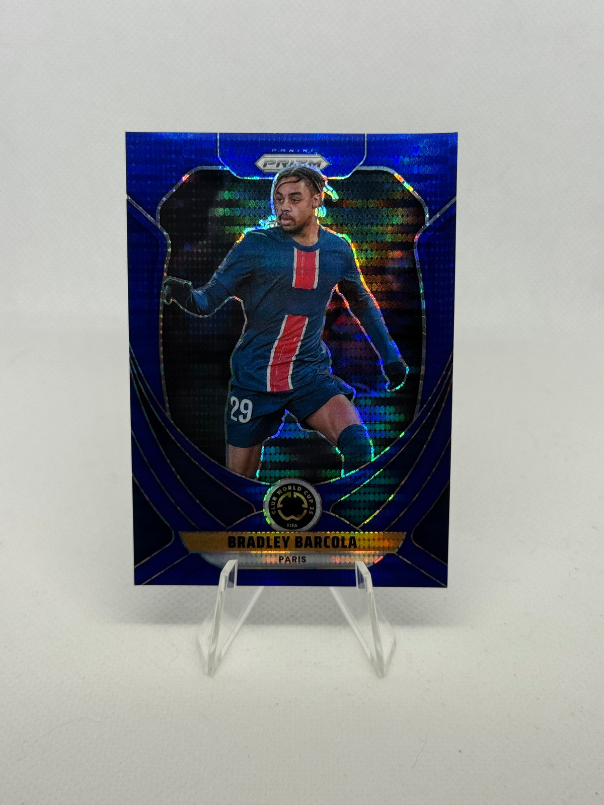 2025 Panini Prizm Club World Cup Bradley Barcola Blue Pulsar Parallel /275