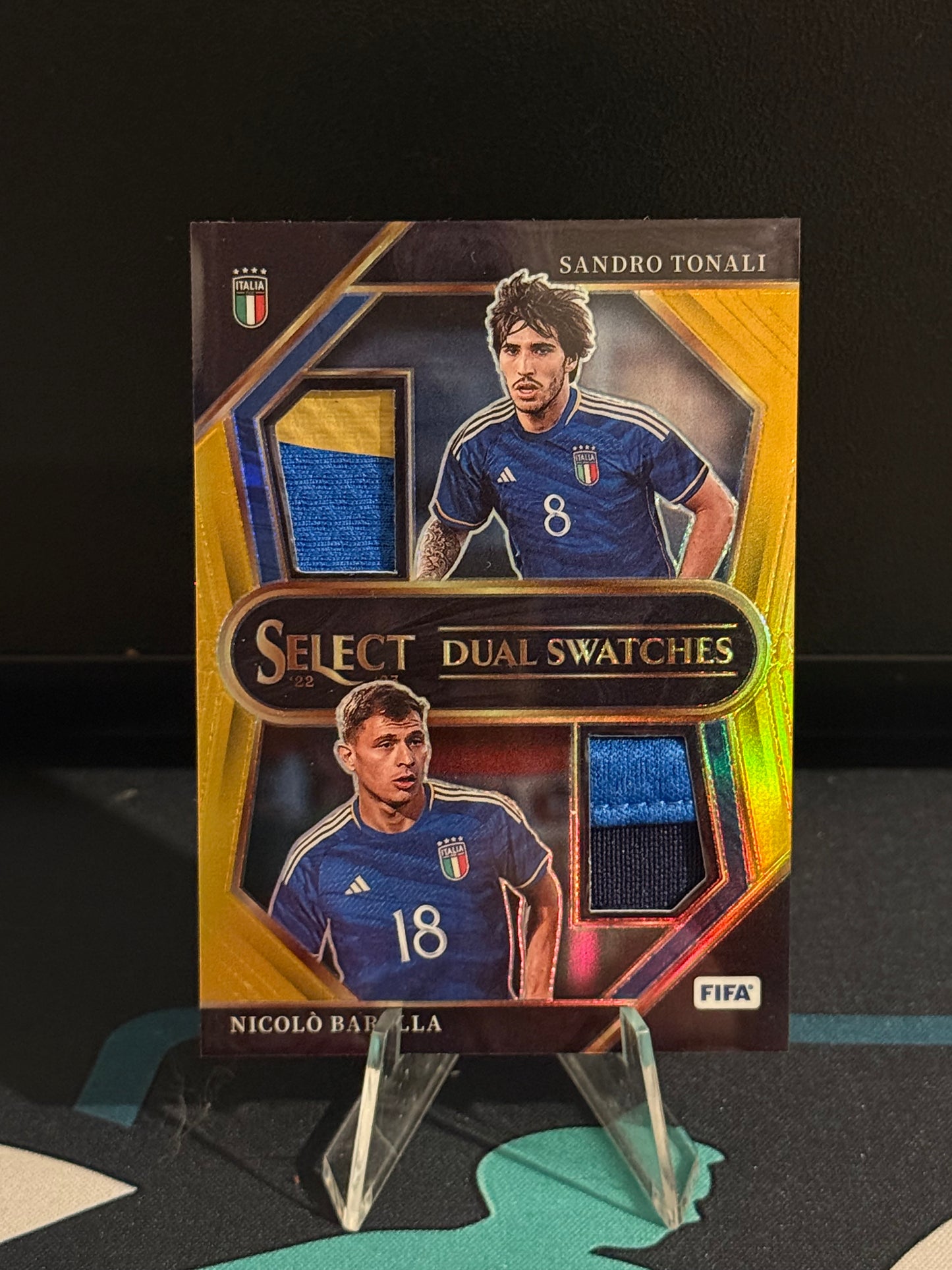 2022/2023 Panini Select FIFA Sandro Tonali / Nicolo Barella Dual Patch Gold Parallel /10