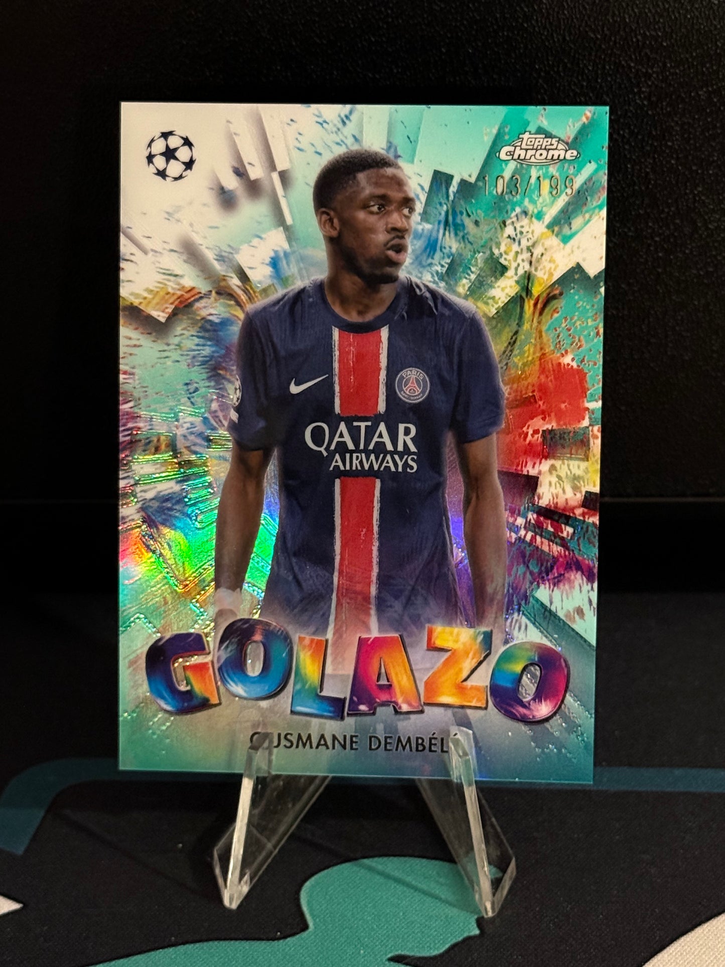 2024/2025 Topps Chrome UCC Ousmane Dembele Golazo Aqua Parallel /199