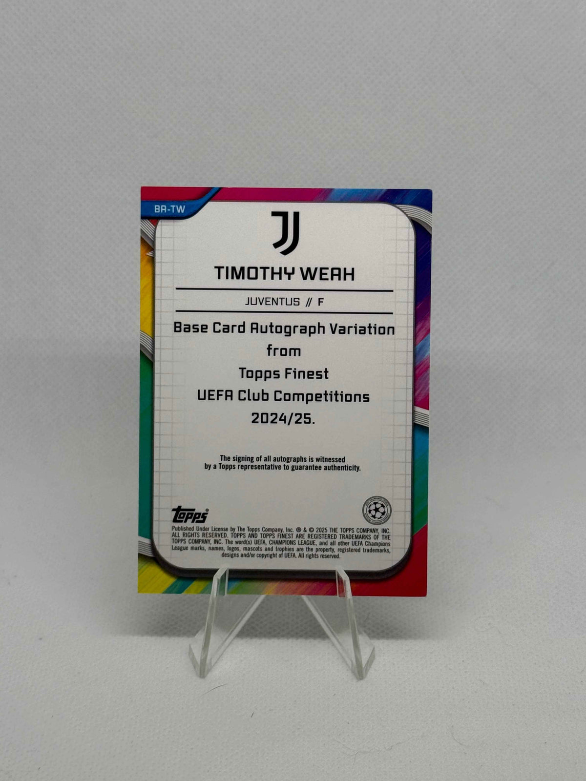 2024/2025 Topps Finest UCC Timothy Weah Autograph Green Wave Parallel /99