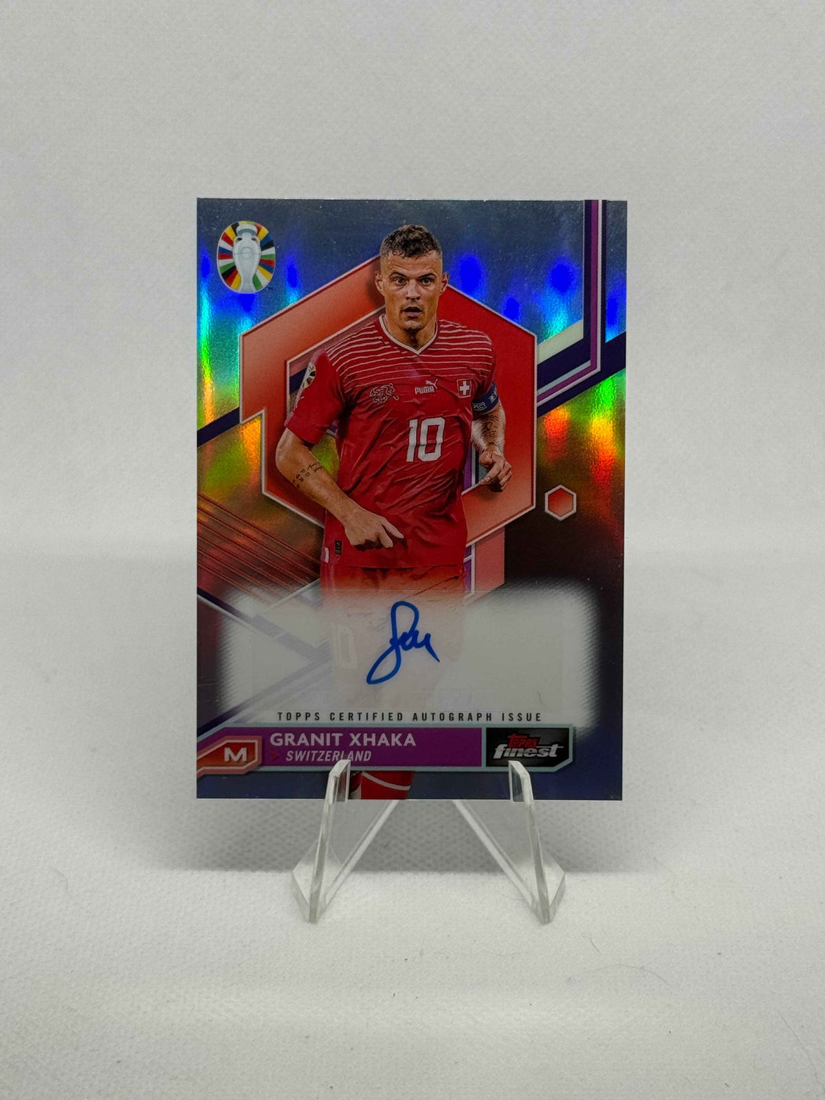 2023/2024 Topps Finest Road to UEFA EURO Granit Xhaka Autograph Refractor Parallel