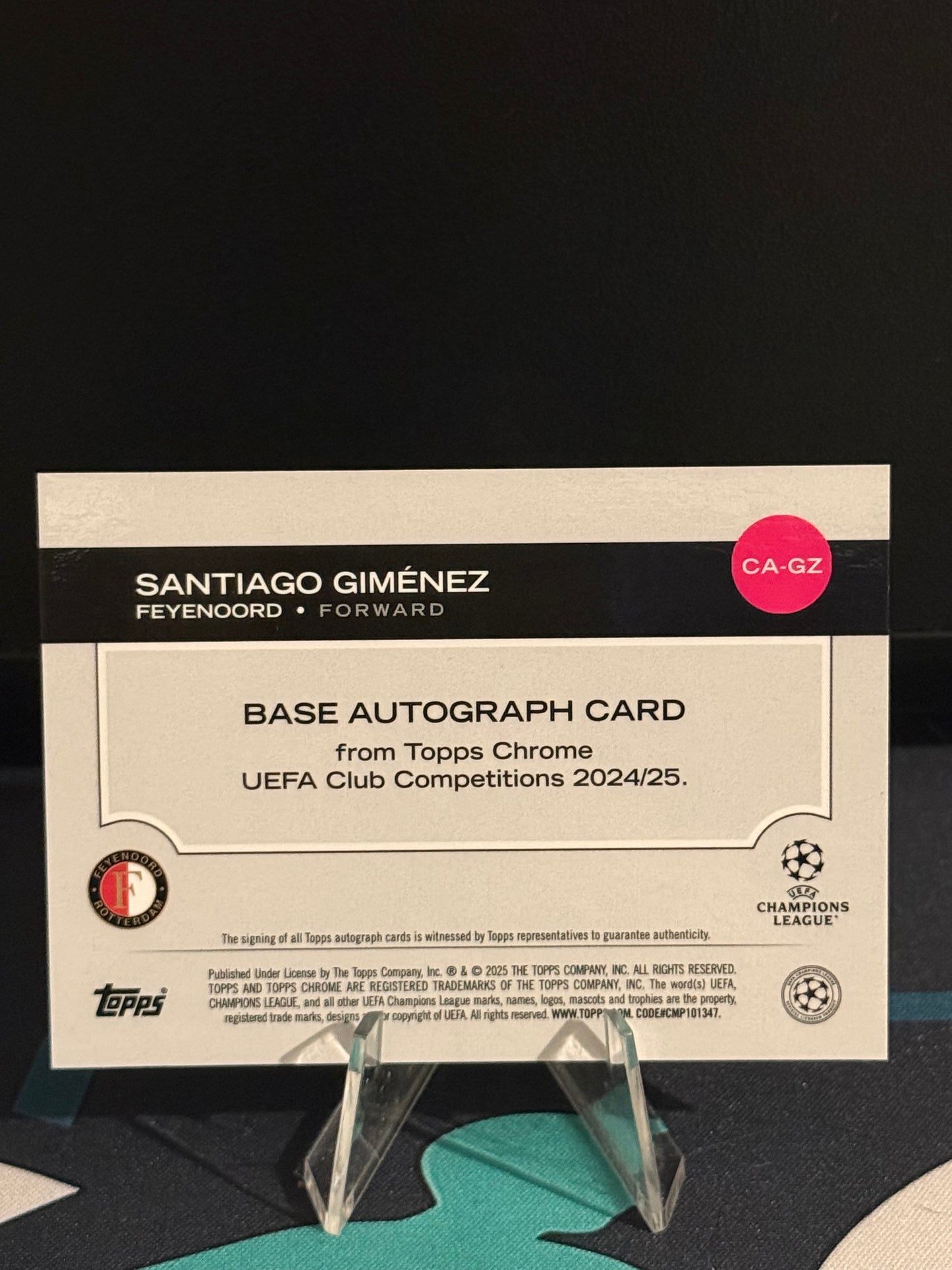 2024/2025 Topps Chrome UCC Santiago Gimenez Autograph Refractor Wave Parallel