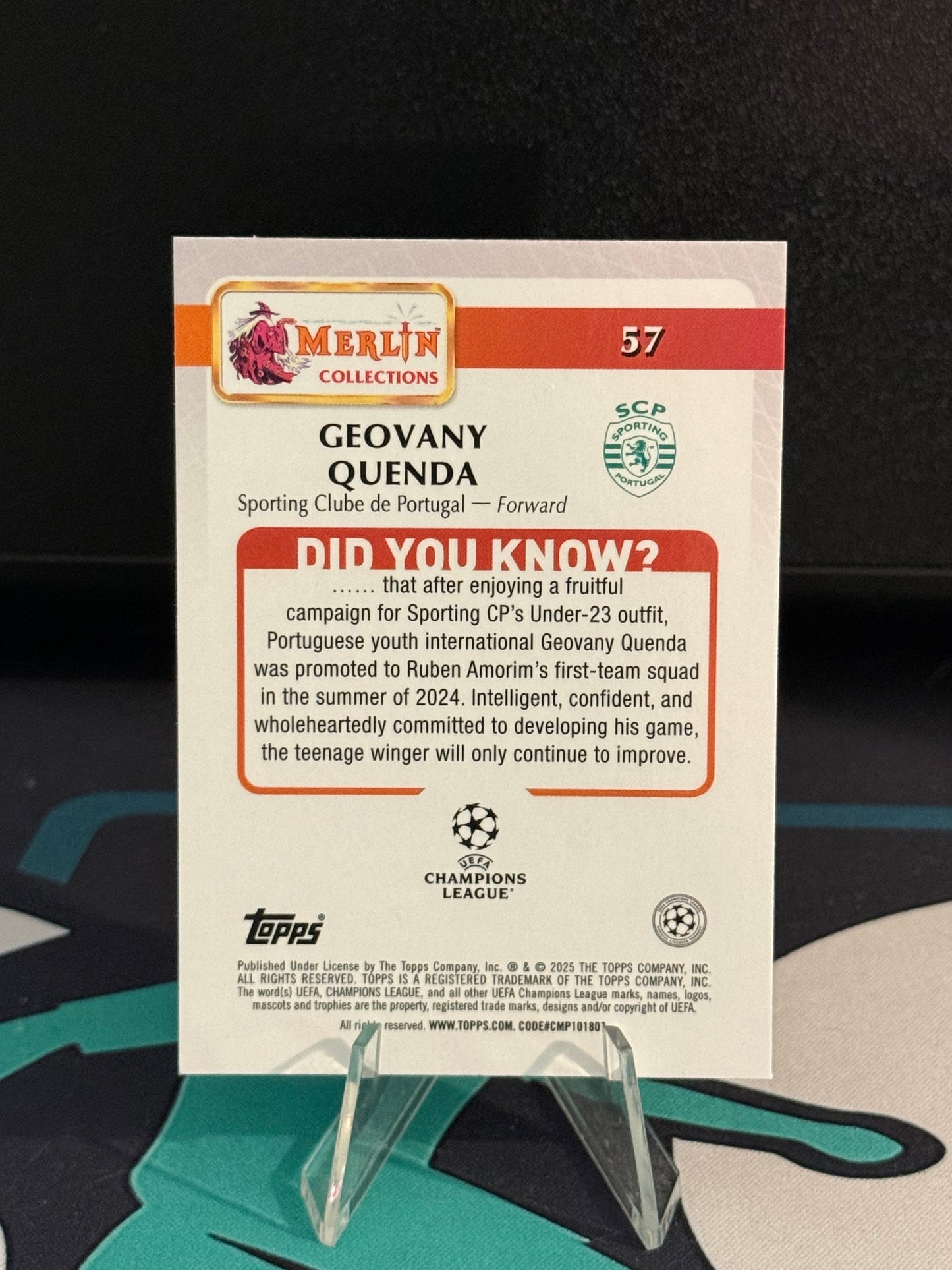2024/2025 Topps Merlin UCC Geovany Quenda RC Mini Diamond Parallel
