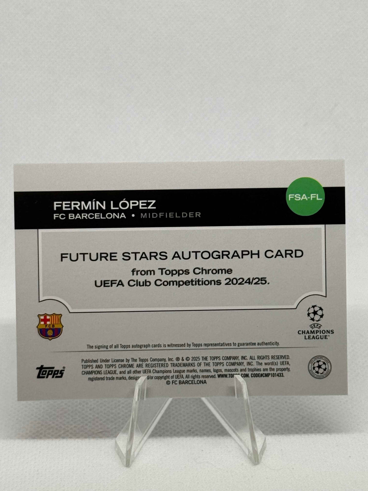 2024/2025 Topps Chrome UCC Fermin Lopez Autograph Future Stars Pink Parallel /250