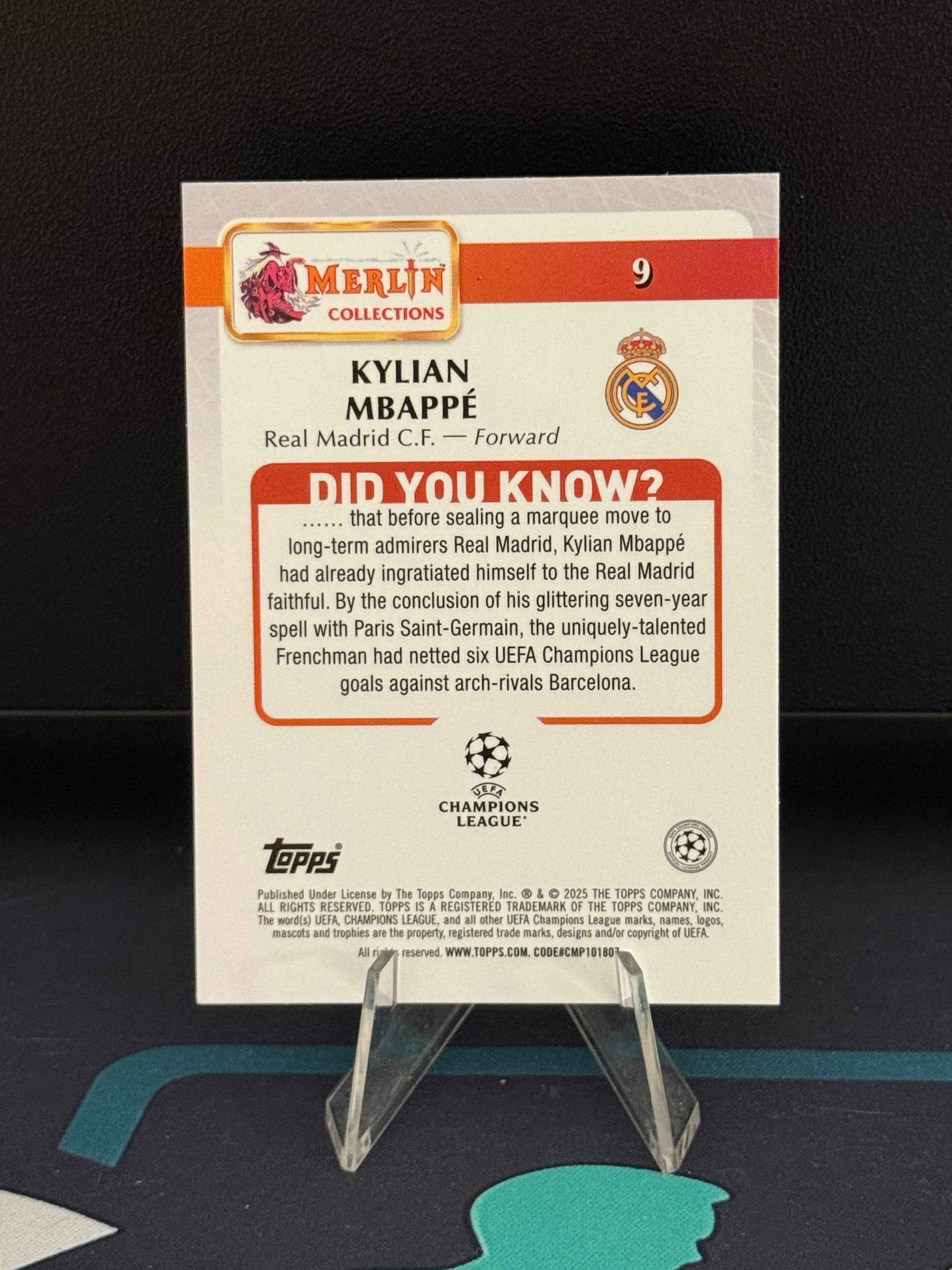 2024/2025 Topps Merlin UCC Kylian Mbappe Rose Gold Parallel /250