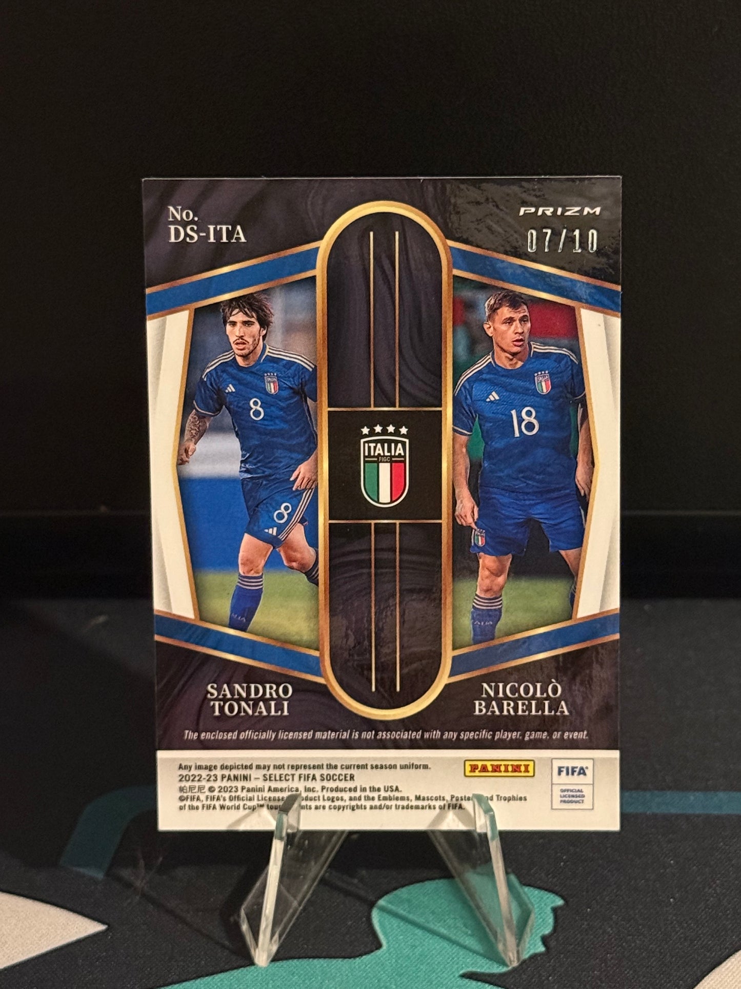 2022/2023 Panini Select FIFA Sandro Tonali / Nicolo Barella Dual Patch Gold Parallel /10