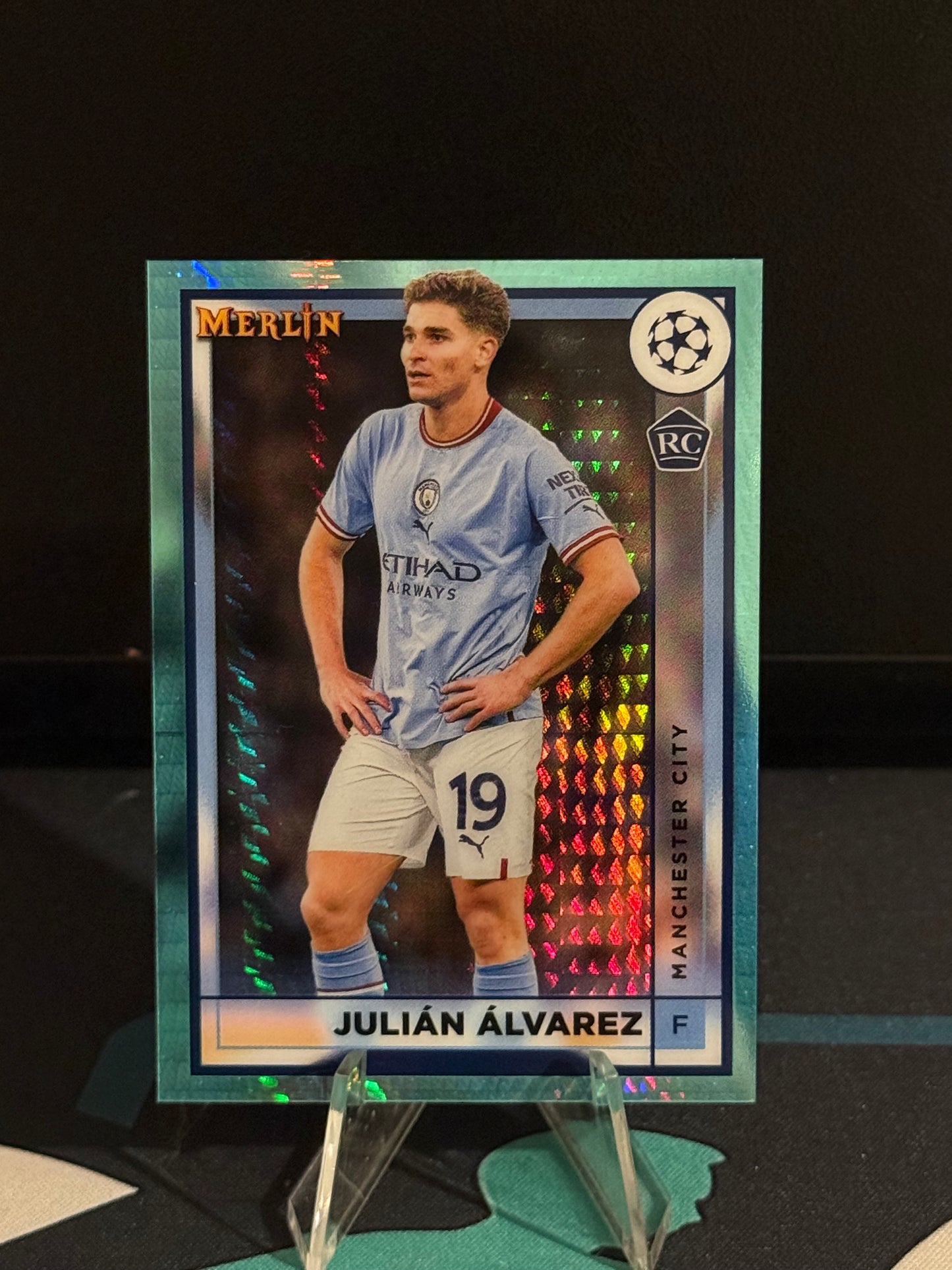 2022/2023 Topps Merlin UCC Julian Alvarez RC Aqua Parallel