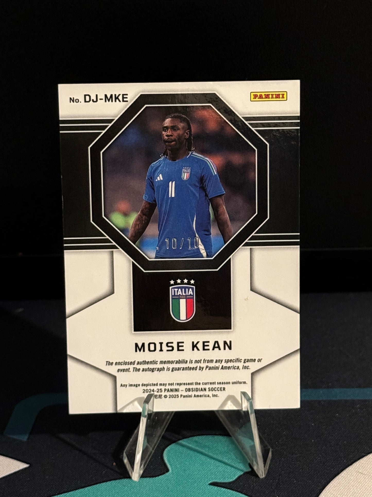 2024/2025 Panini Obsidian Moise Kean Patch-Autograph Electric Etch Red Flood Parallel /10