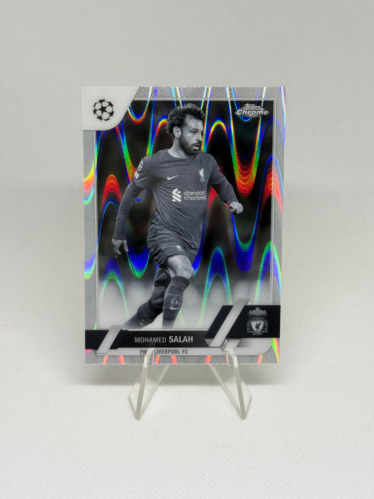 2022/2023 Topps Chrome UCC Mohamed Salah Black & White Ray-Wave Parallel