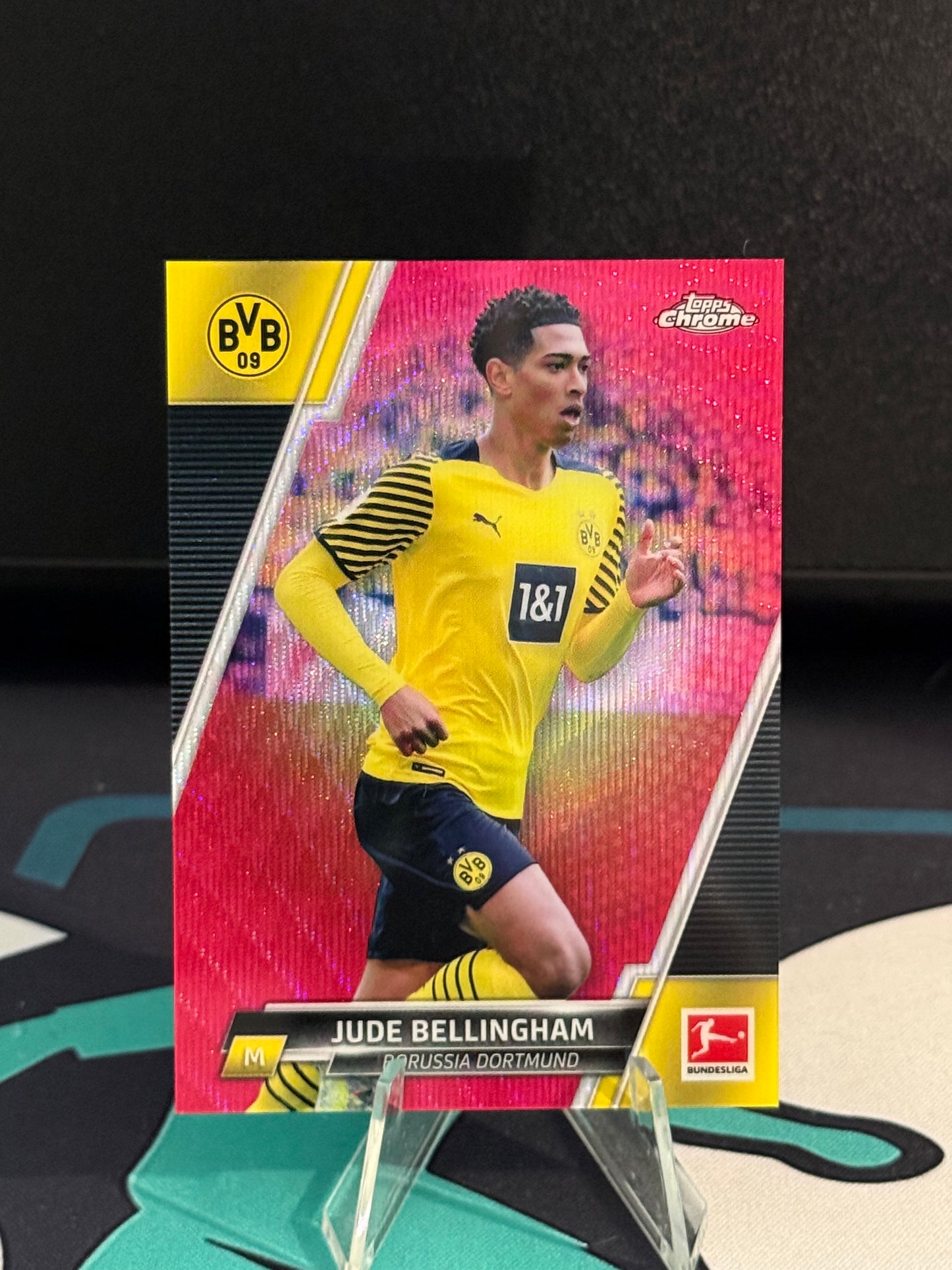 2021/2022 Topps Chrome Bundesliga Jude Bellingham Magenta Wave Parallel /399