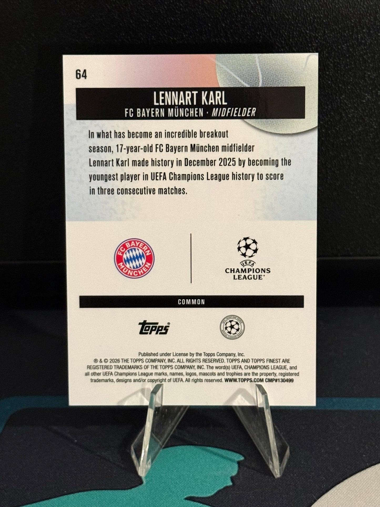 2025/2026 Topps Finest UCC Lennart Karl RC Checkerboard Parallel