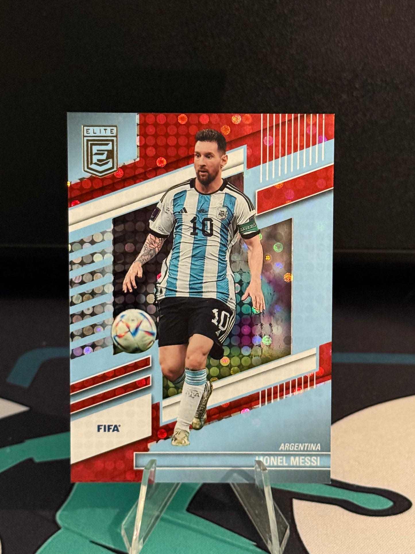 2022/2023 Panini Donruss Elite Lionel Messi Red Disco Parallel