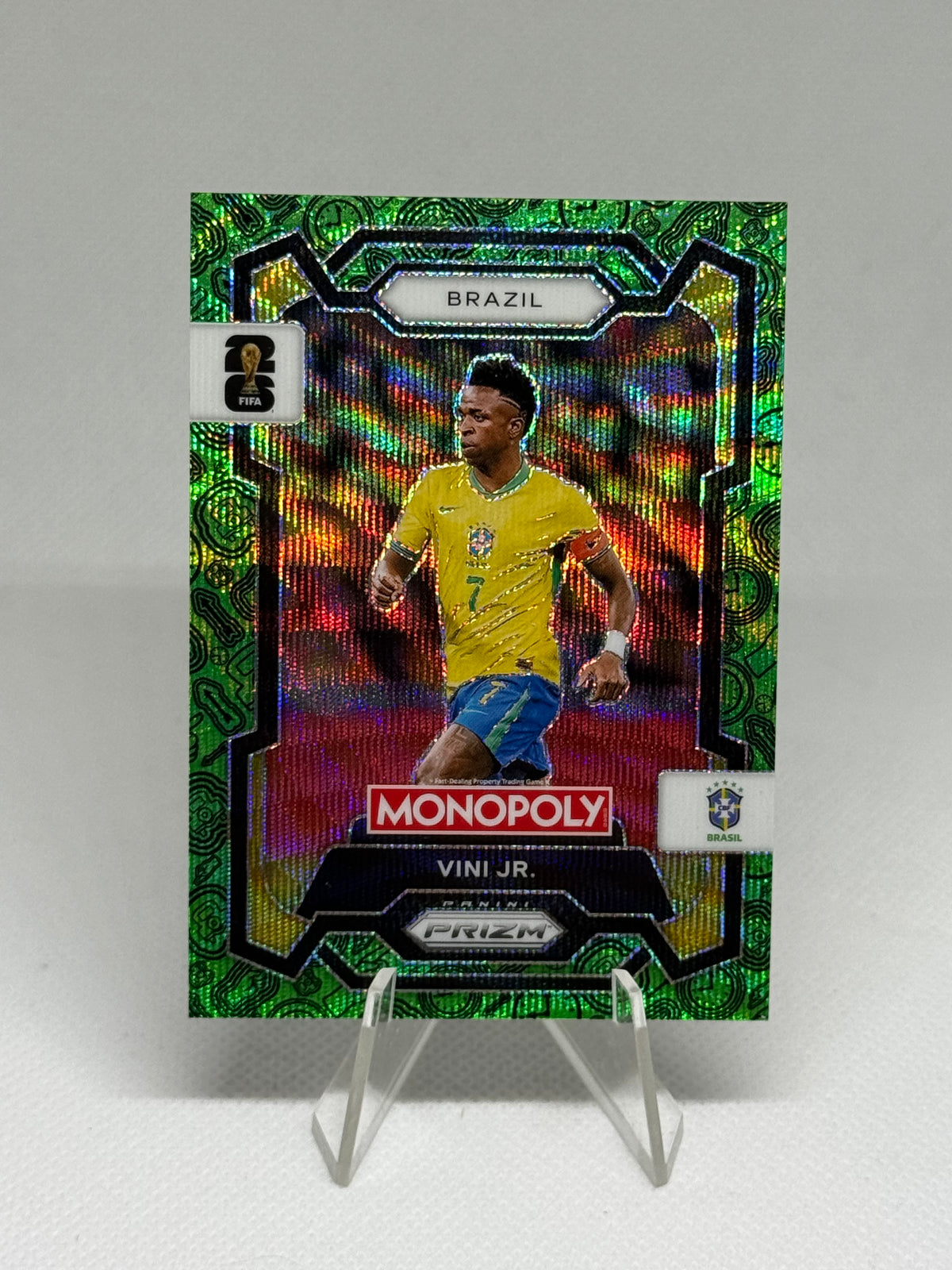 2026 Panini Prizm Monopoly FIFA World Cup Vini Jr. Four Corners Green Wave Parallel