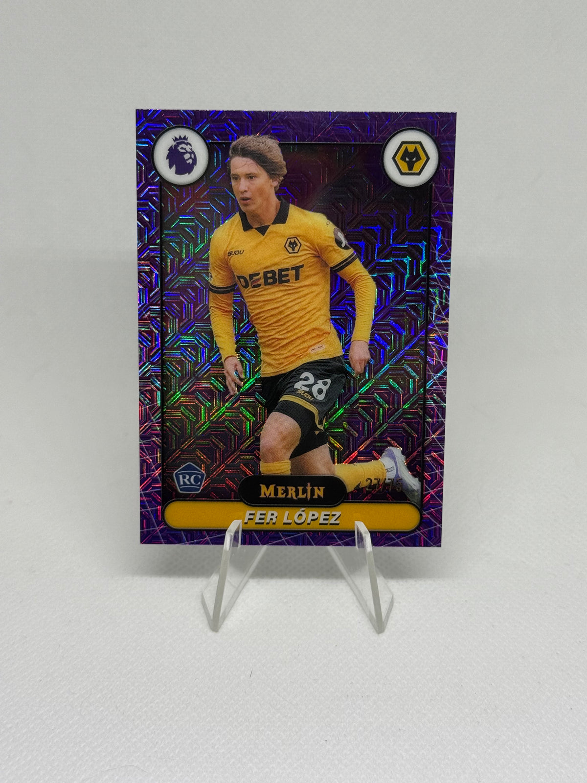 2025/2026 Topps Merlin Premier League Fer Lopez RC Purple Mojo Parallel /75