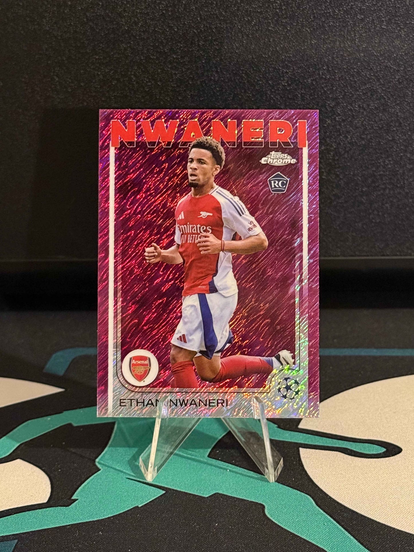 2024/2025 Topps Chrome UCC Ethan Nwaneri RC Magenta Shimmer Parallel