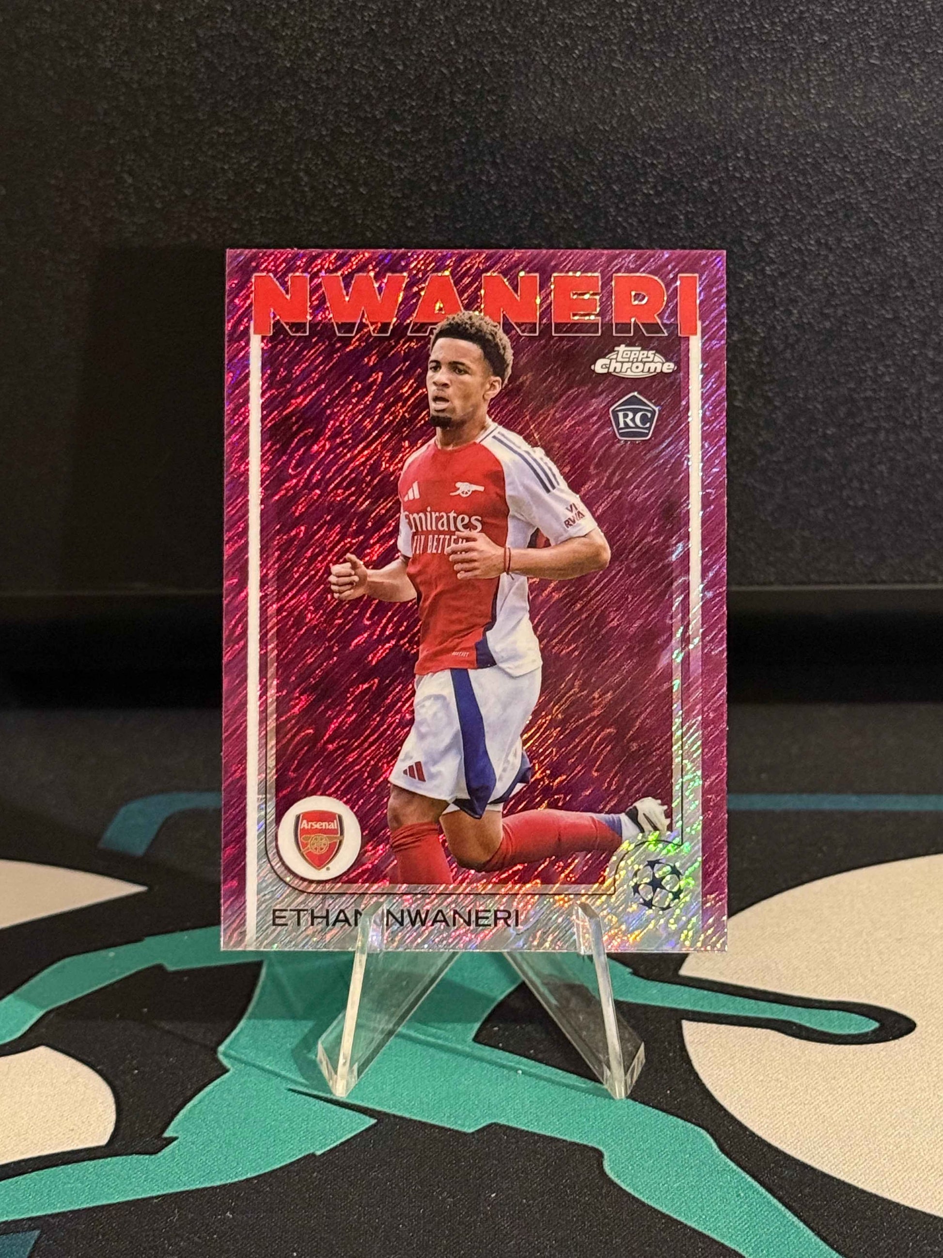 2024/2025 Topps Chrome UCC Ethan Nwaneri RC Magenta Shimmer Parallel