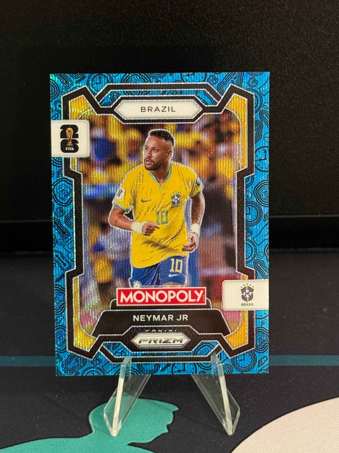 2026 Panini Monopoly Prizm FIFA World Cup Neymar Blue Wave Parallel