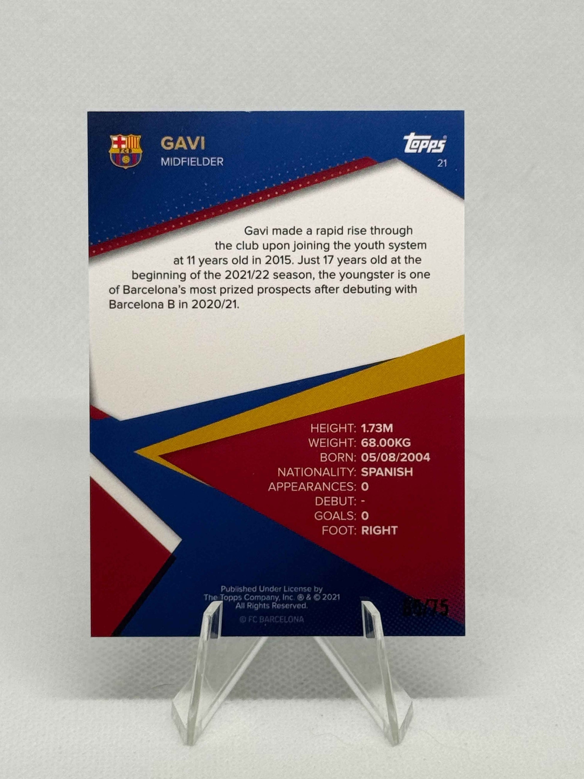 2021/2022 Topps FC Barcelona Fan Set Gavi RC Green Parallel /75